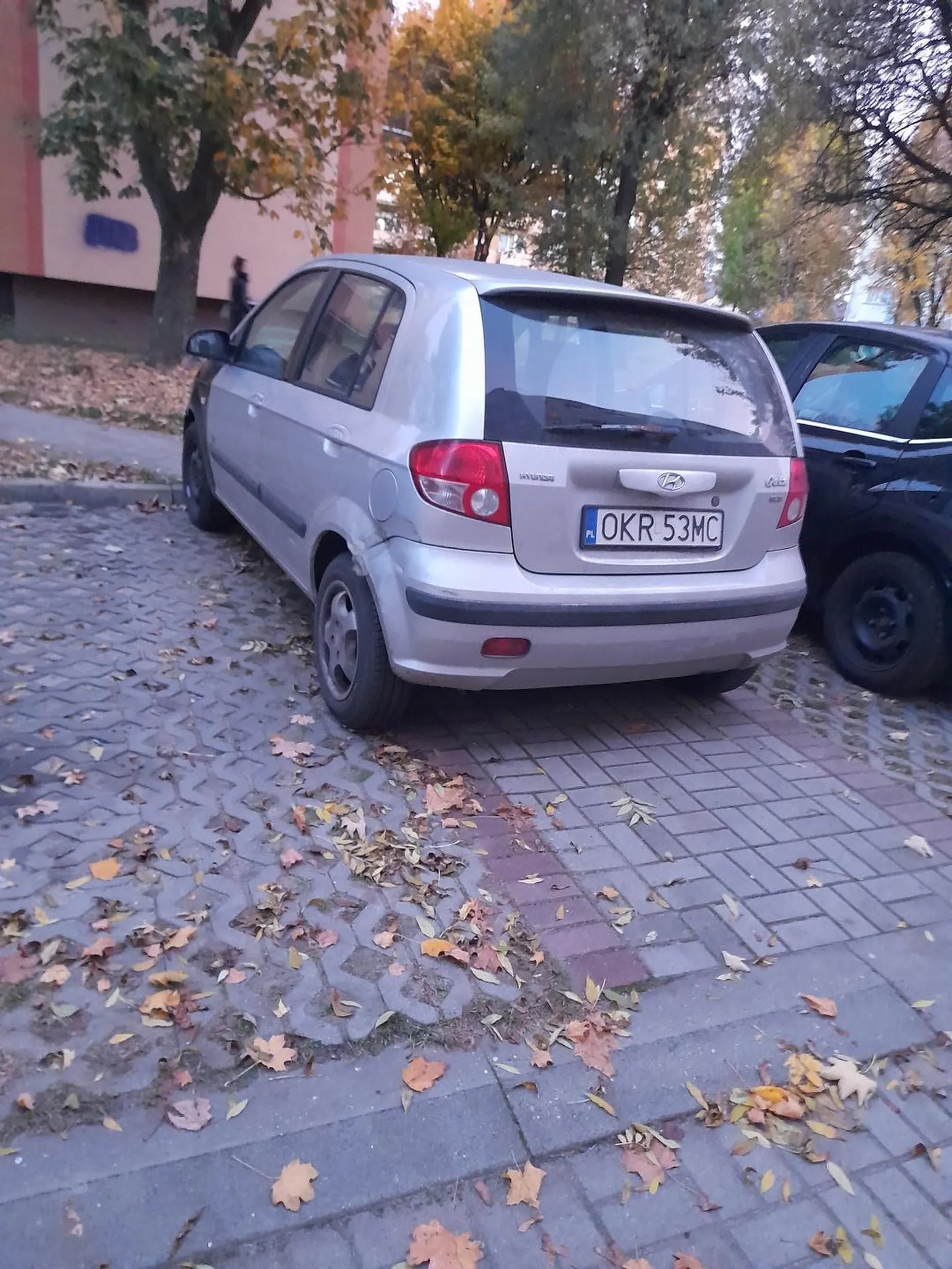 Nie umie parkowac, parkuje na srodku chodnika mimo iz obok jest wolne miejsce parkingowe