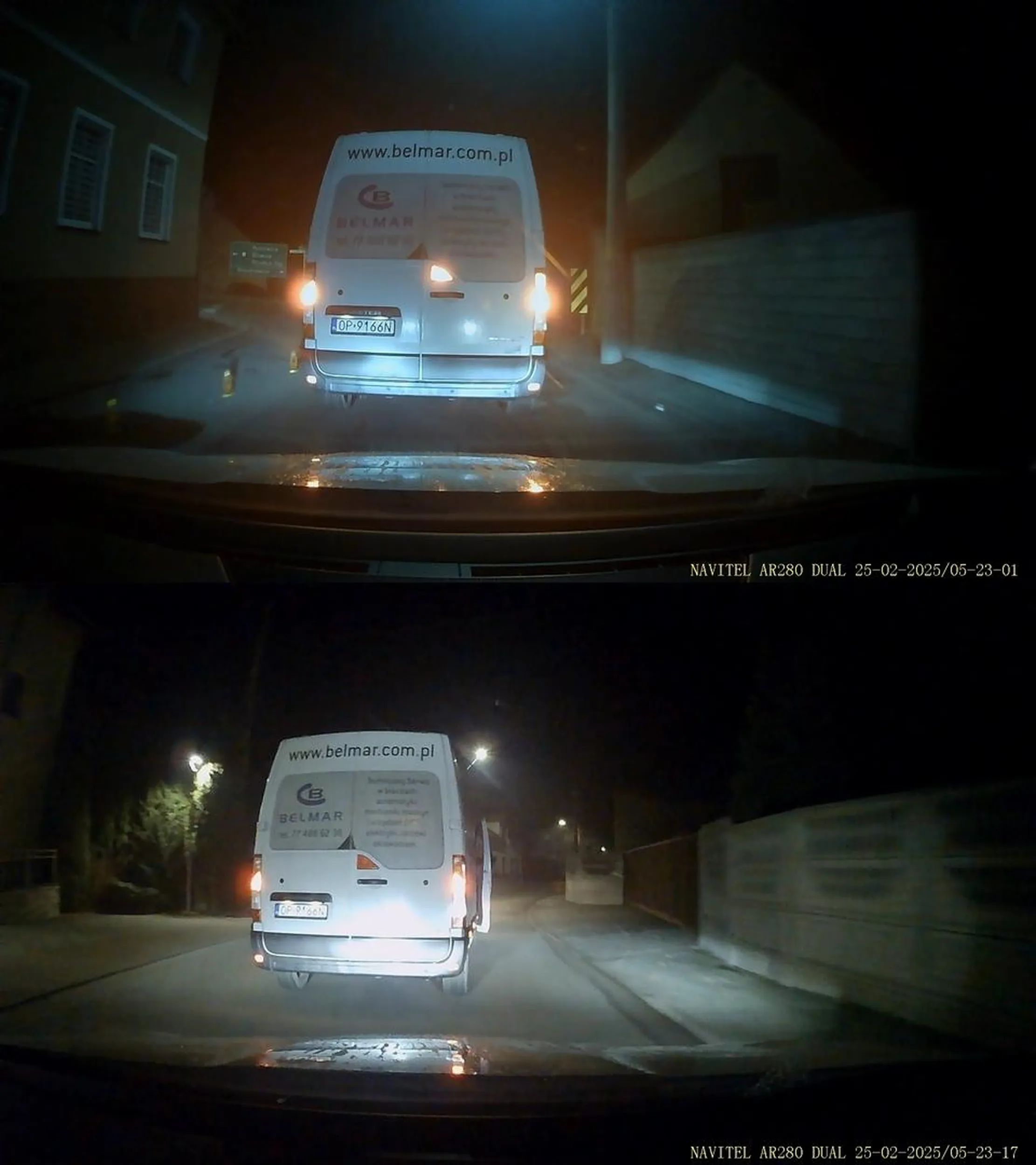 śmieciarz wywala śmieci na chodnik