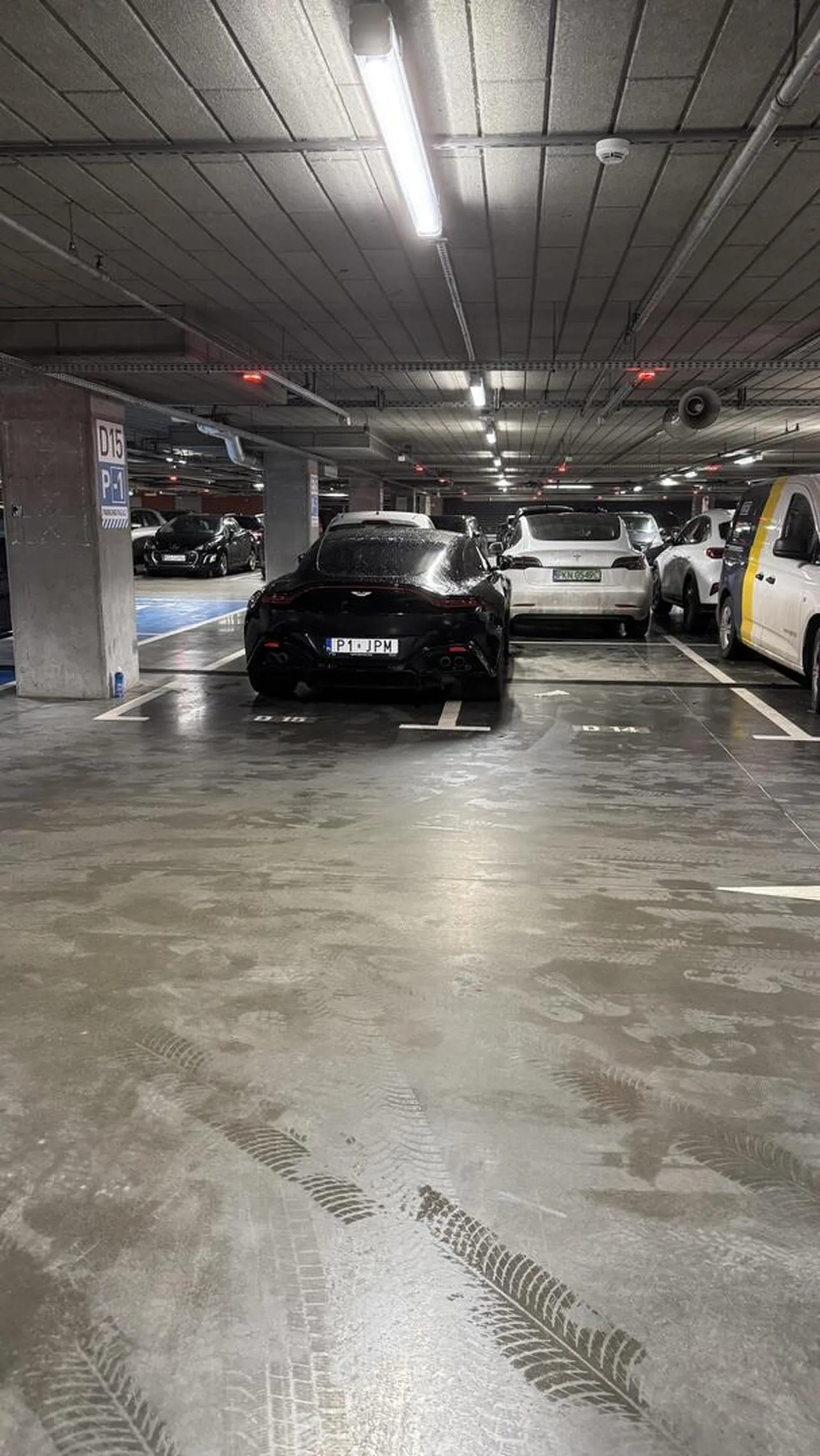 Chłop w liniach nie potrafi się zmieścić.