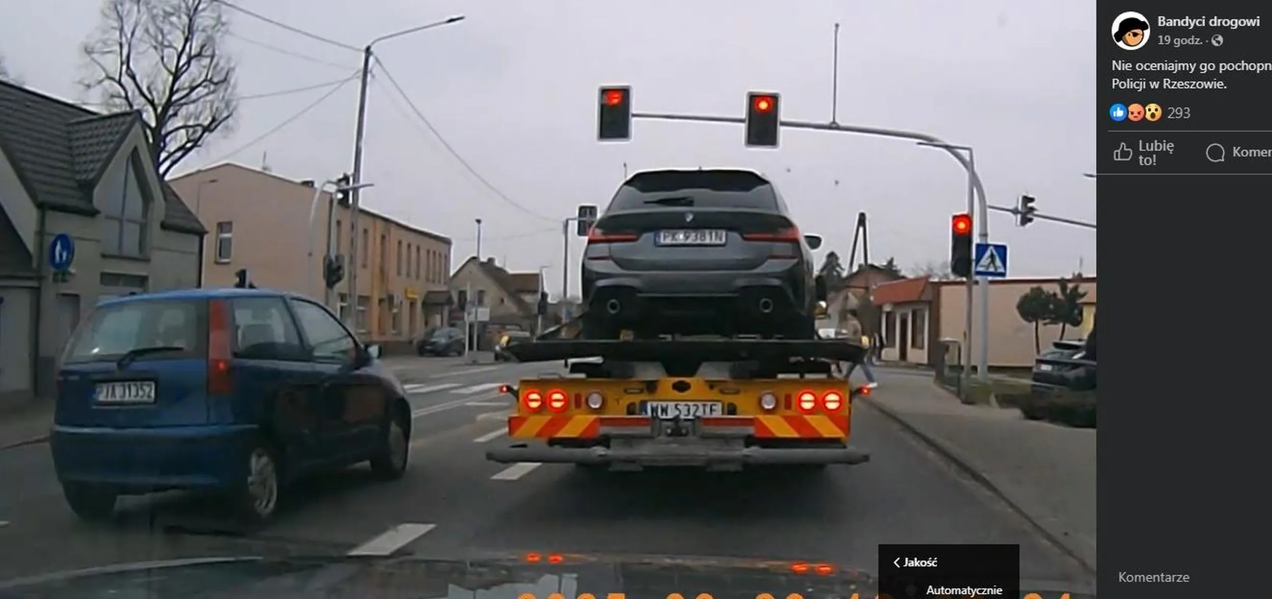 Takim trupem na czerwonym świetle, zgalniając o mało co matkę z dzieckiem na przejściu!