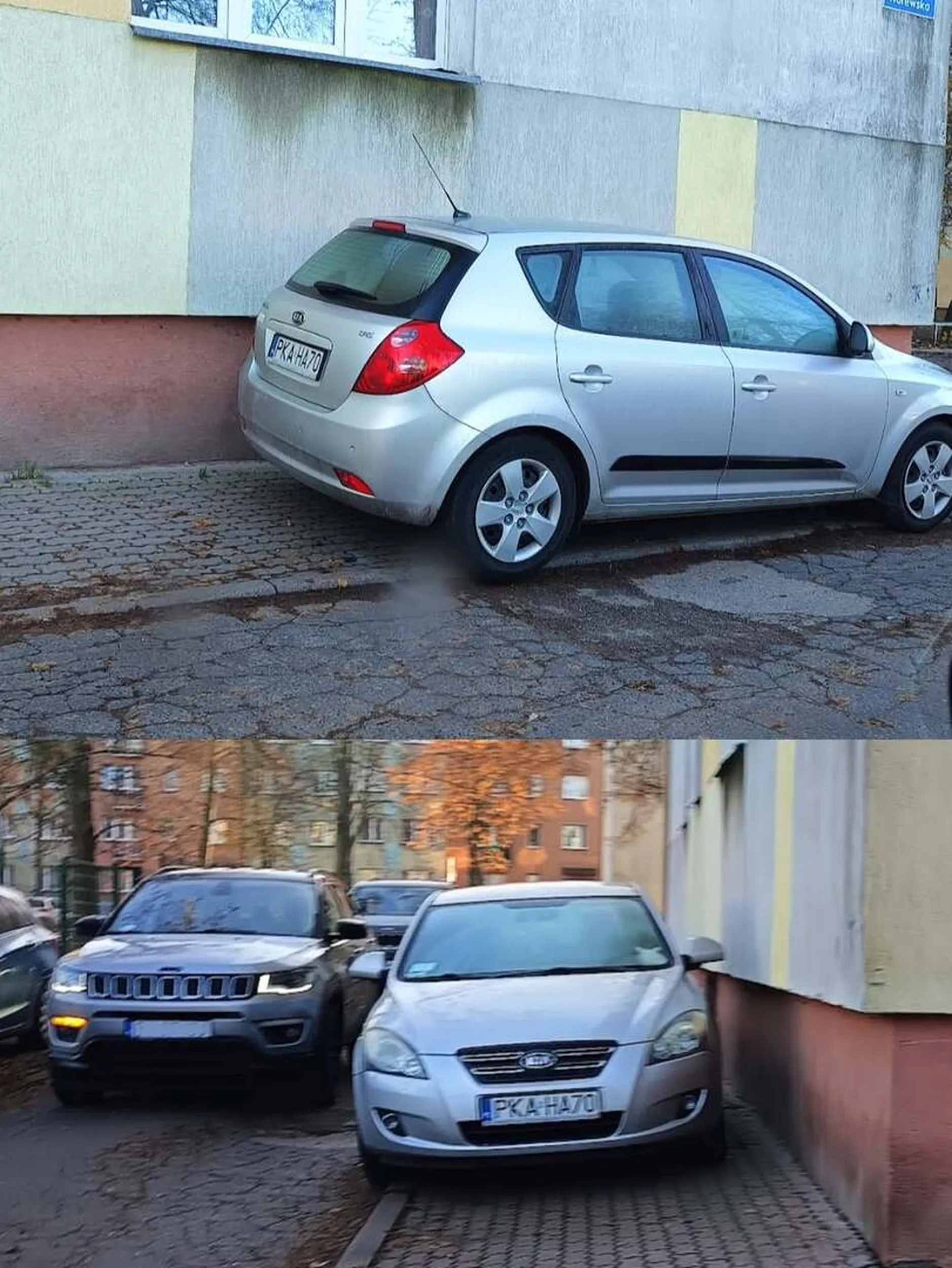 Kretyn co parkować nie umie. Prawko chyba w chipsach znalazł.  Jak nie umiesz jeździć to idź z buta!