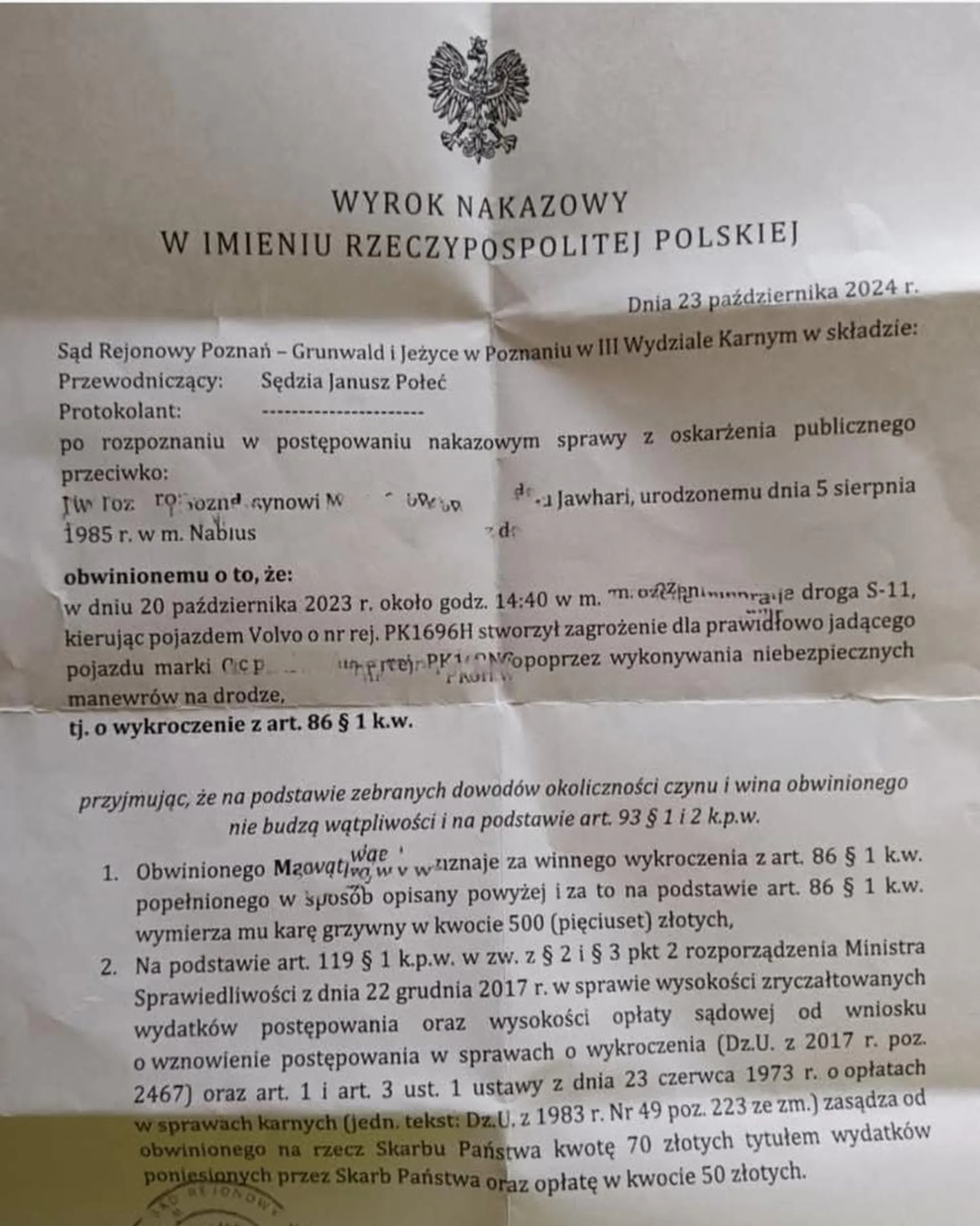 Zjeb który myslal ze ma jakieś dodatkowe prawa na drodze publicznej