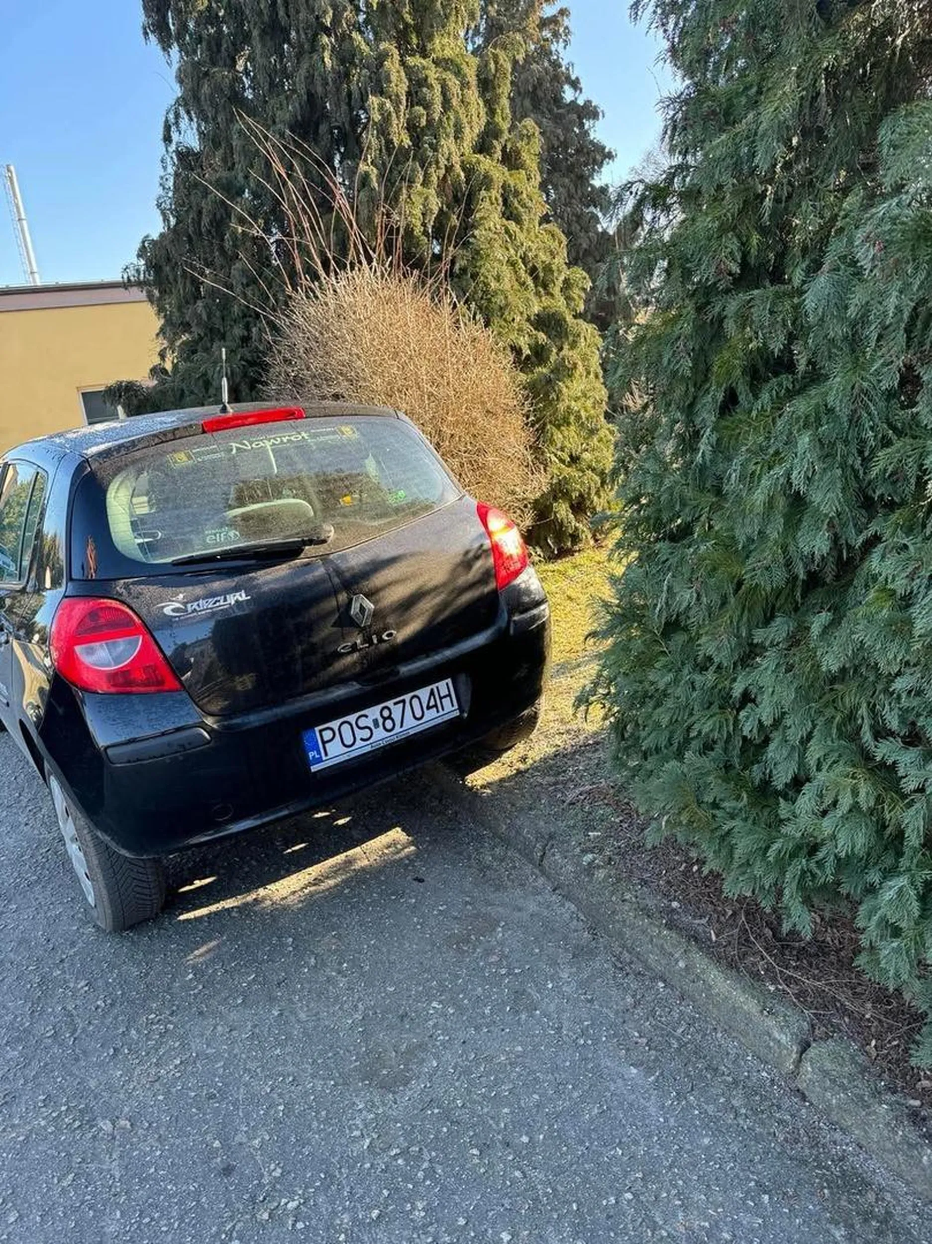 Kierowca najprawdopodobniej z problemami psychicznymi niszczy zieleń w mieście nie potrafi jeździć jednym pasem najprawdopodobniej przez jego wymiary