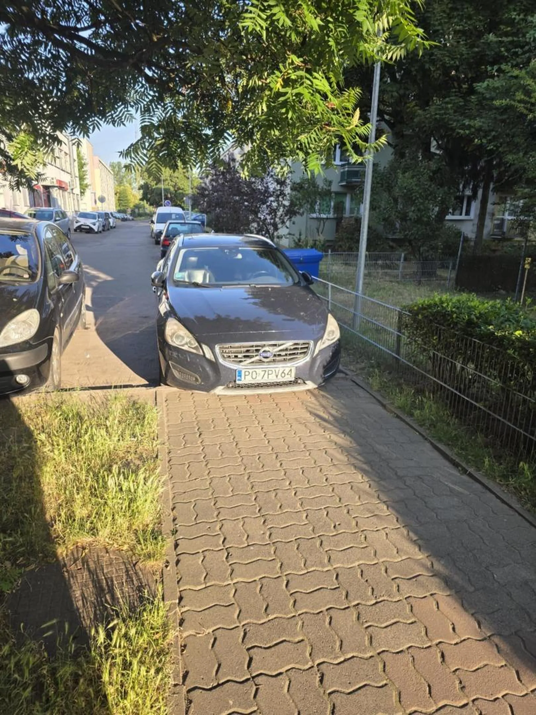 Dla tego wizjonera, koniec chodnika to nie jest miejsce, gdzie pieszy bezpiecznie schodzi na jezdnię (lub przechodzi na drugi chodnik). To jest prywatna, asfaltowa puenta jego podróży, oznaczająca: „Dalej nie idziecie! Koniec waszego spaceru, dalej jest tylko jezdnia i mój wielki, błyszczący samochód!”