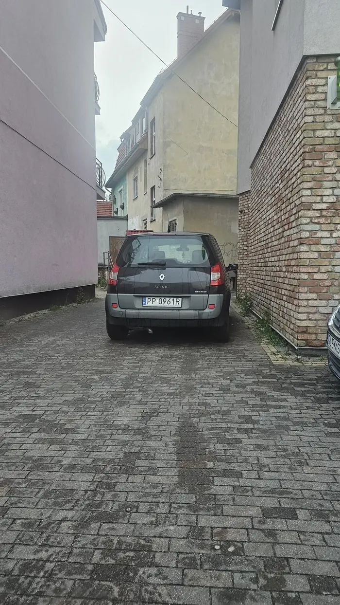 Kierowca stanie jak de**l blokując wjazd na podwórko.