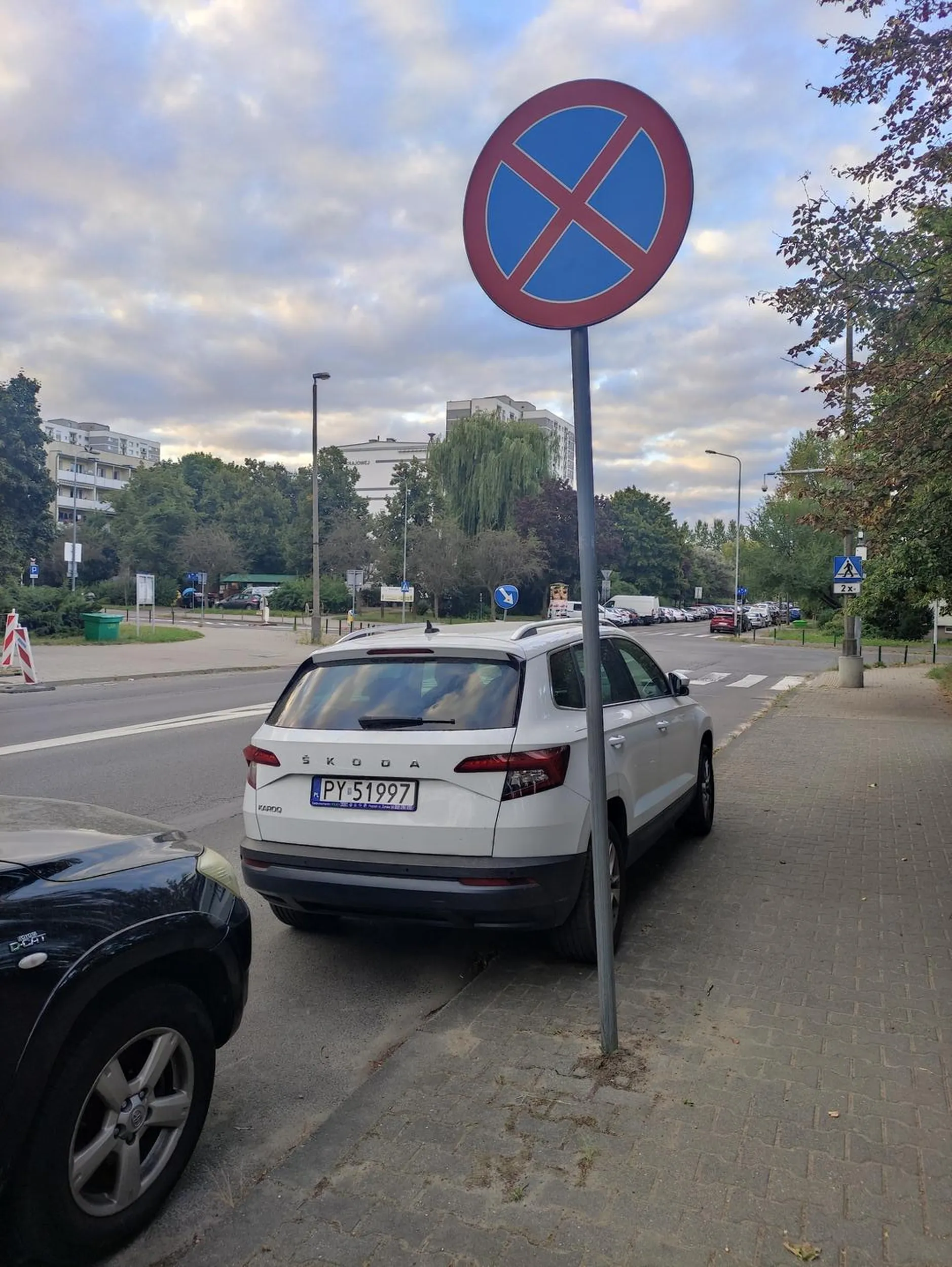 Zaparkowanie dwoma kołami na chodniku nie sprawi, że zakaz przestaje istnieć!