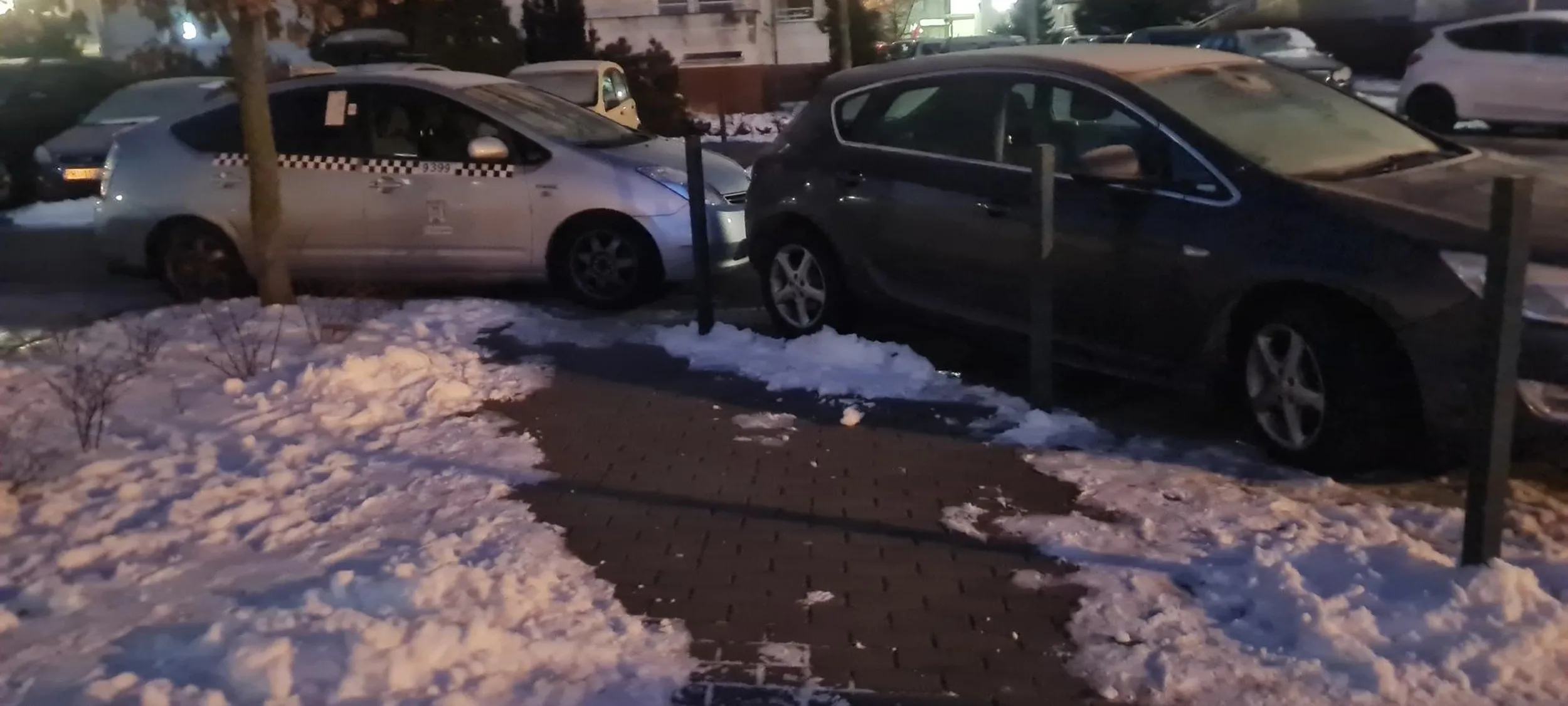 Parkowanie na trawniku, chodniku, przejsciu dla pieszych, blokowanie przejścia. Saperska Poznań