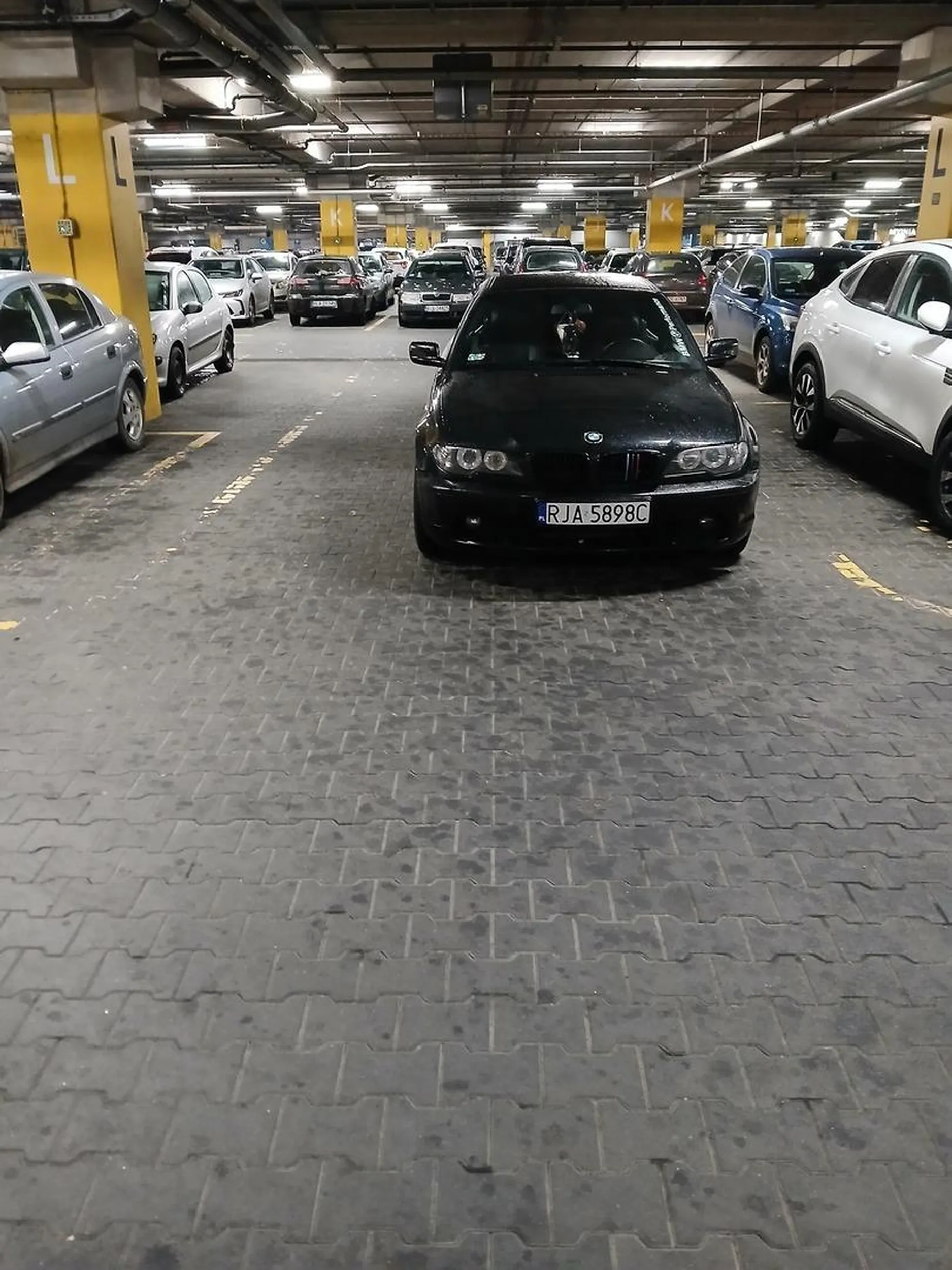 Mistrz parkowania, na środku wjazdu do galerii