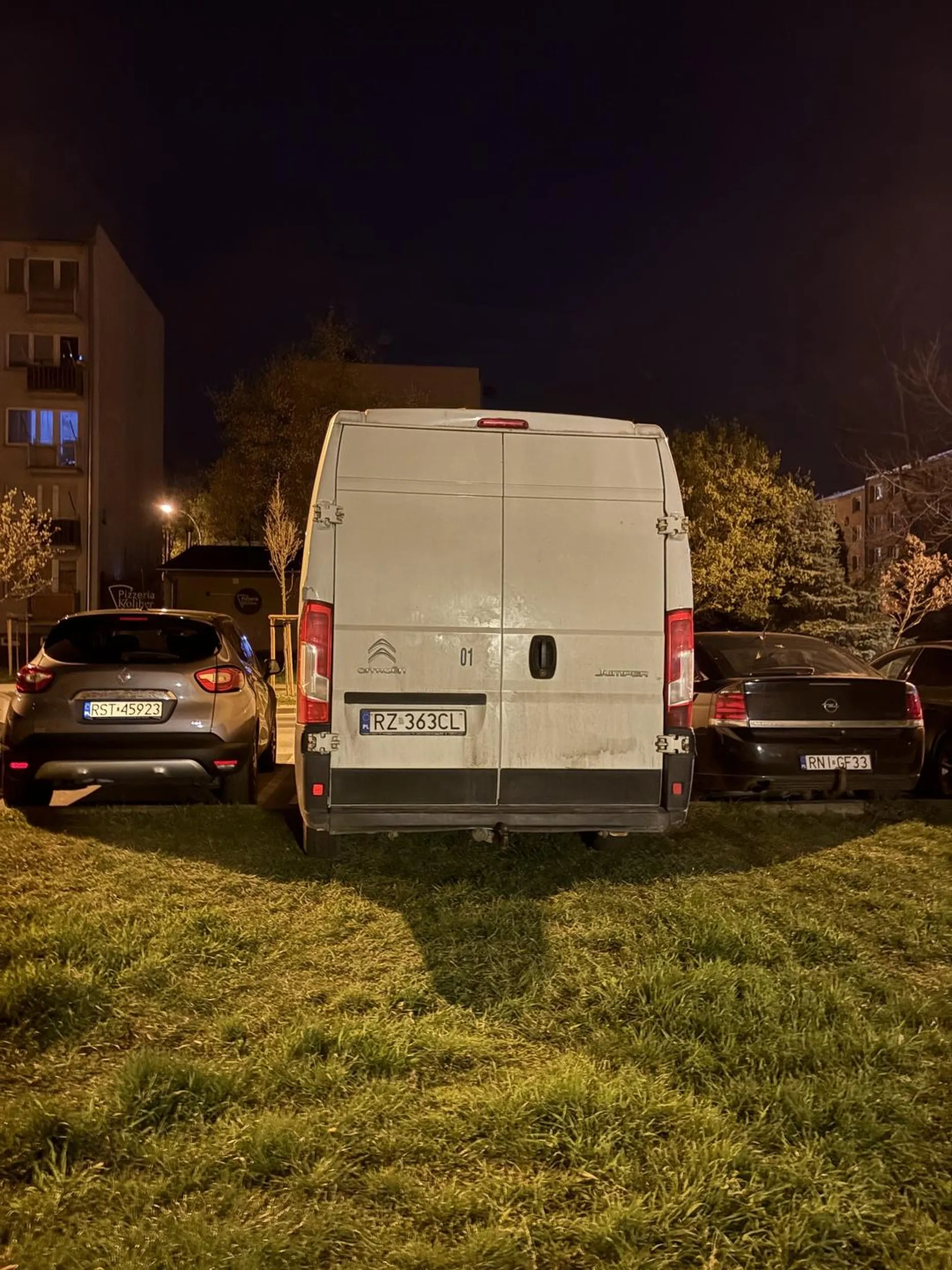 Parkuje w połowie na trawniku, następnym razem chamie będziesz miał całą szybę w karniakach