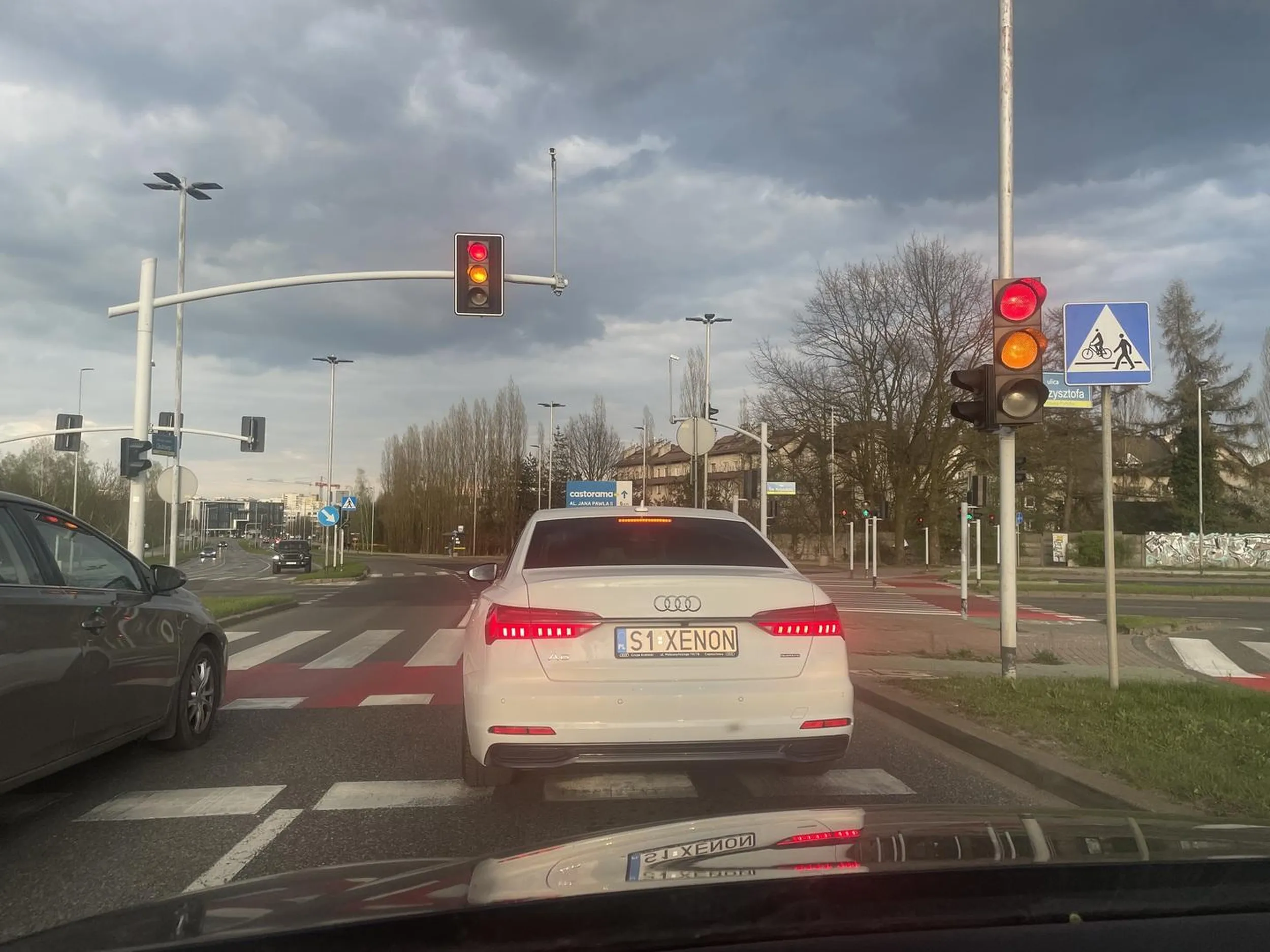 Zatrzymuje się na pasach, rozmawia w trakcie jazdy przez telefon, nie używa kierunkowskazów, a do tego wszystkiego ma świński ryj