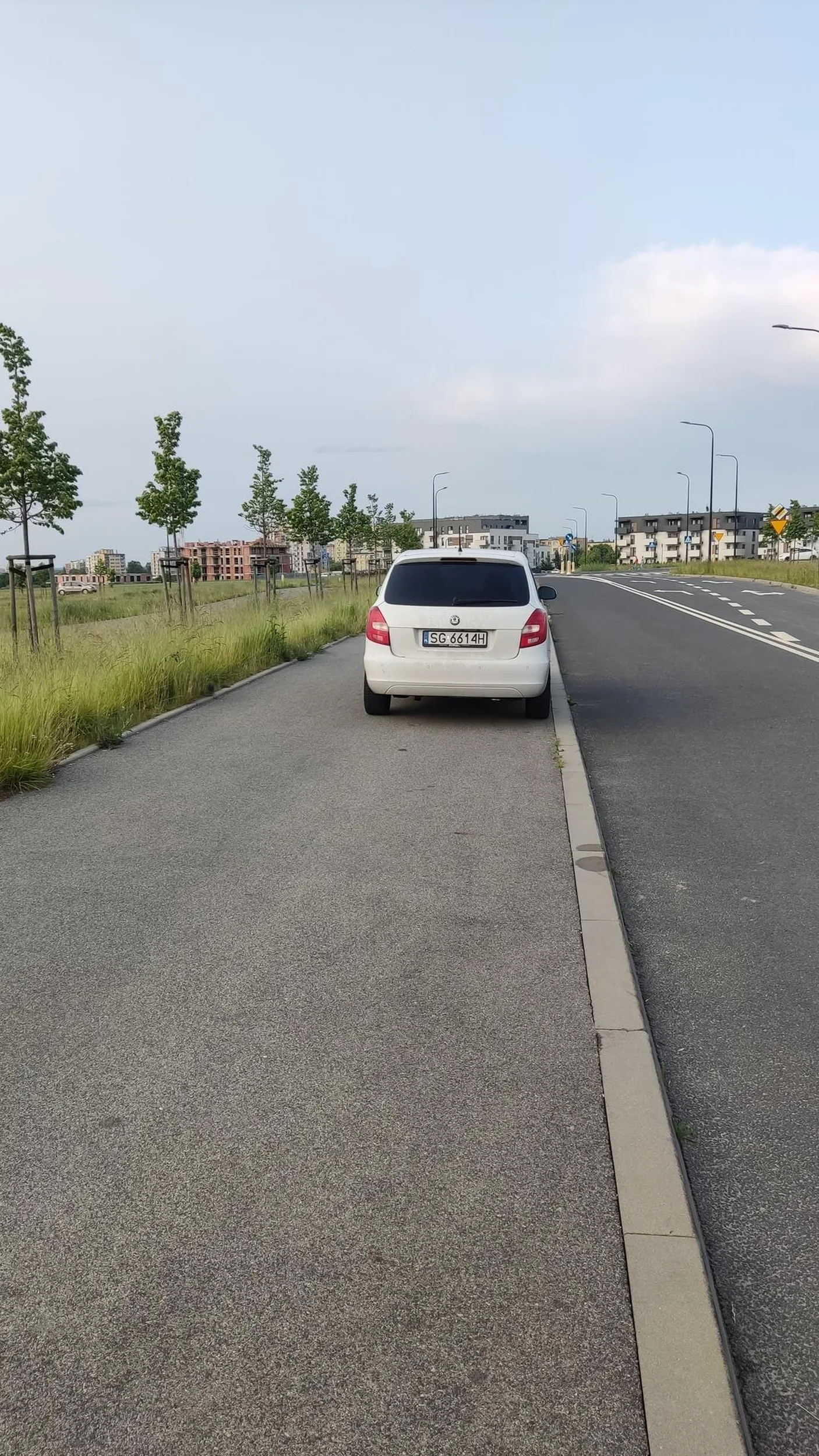 Nieprawidłowe parkowanie na chodniku.