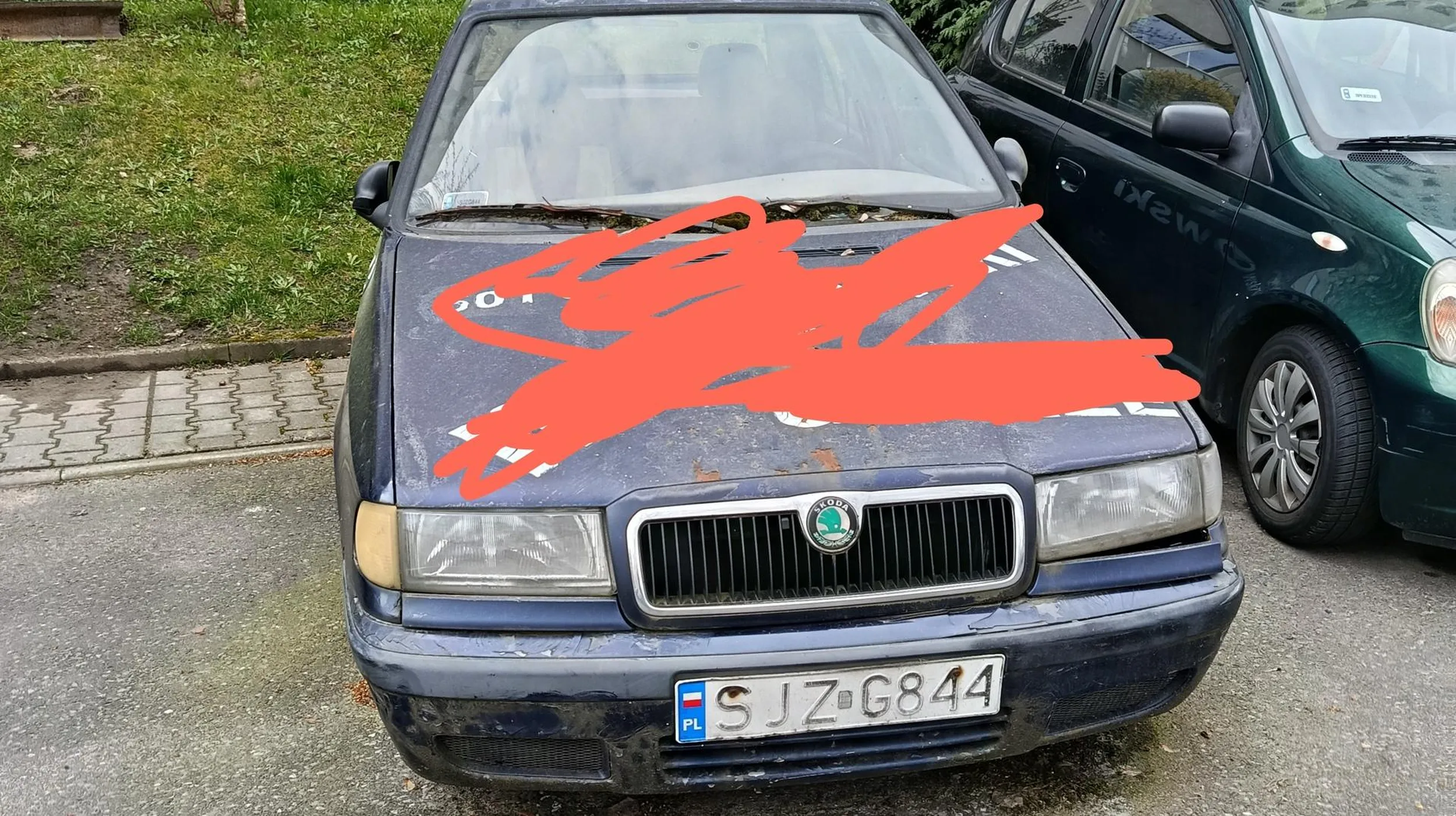Autko stoi parę dobrych lat , wrasta i blokuje miejsce parkingowe . J bie Wielkopolska.