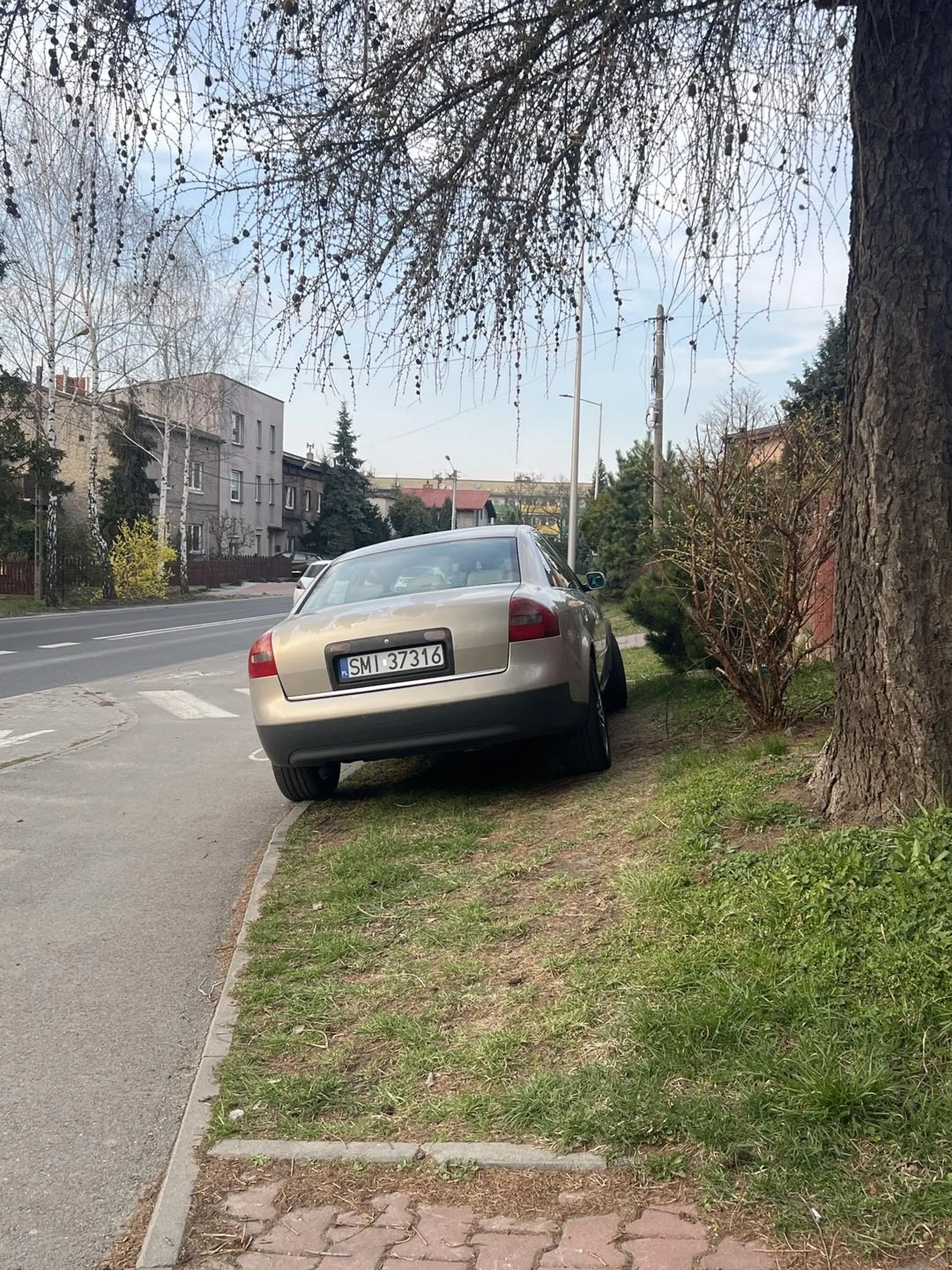 Ładne parkowanie obok chodnika