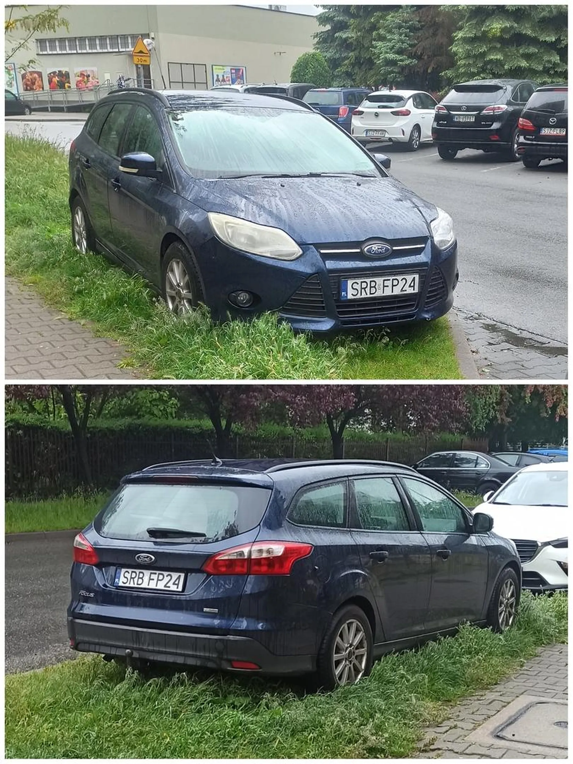 Burak parkujący na trawie, któremu nie chce się chwilę poszukać normalnego miejsca. Też mam samochód i zawsze znajdę miejsce, czasami trzeba tylko trochę dalej przejść.