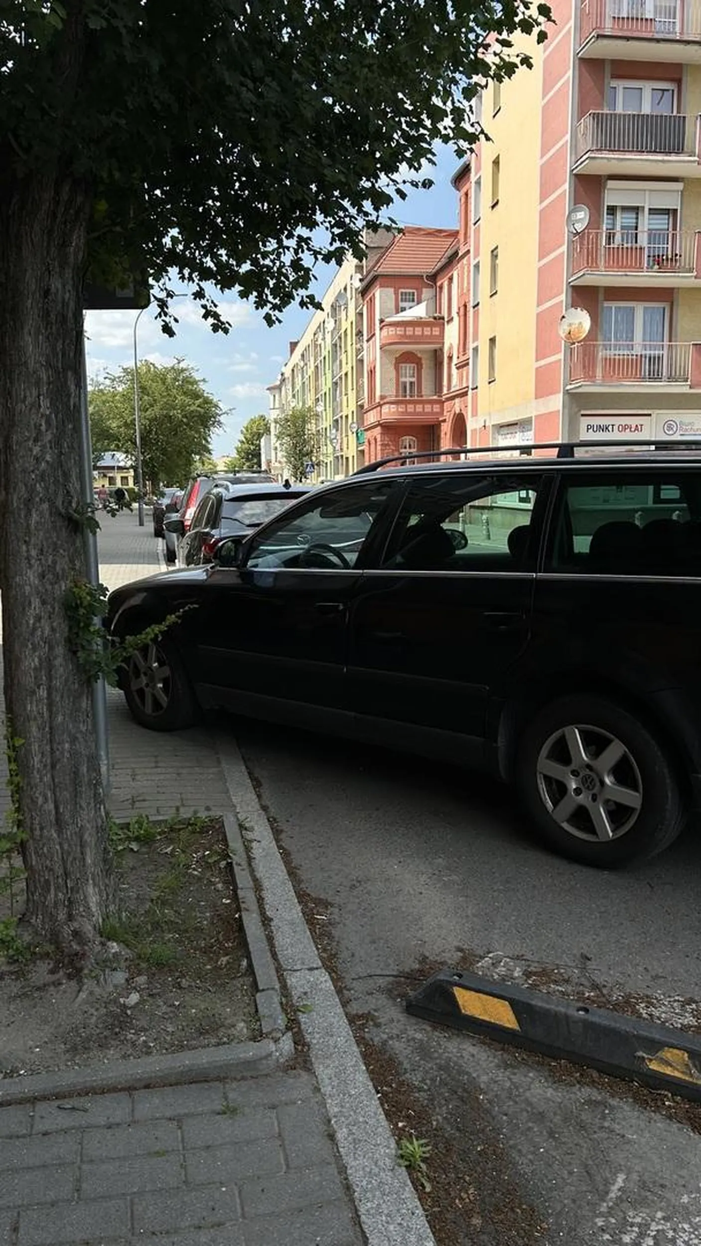 Nie wiem kto cię uczył parkować obstawiam że babcia chora na downa z zezem tak jak ty kierowco naucz się parkować bo dostaniesz na szybę kutasa