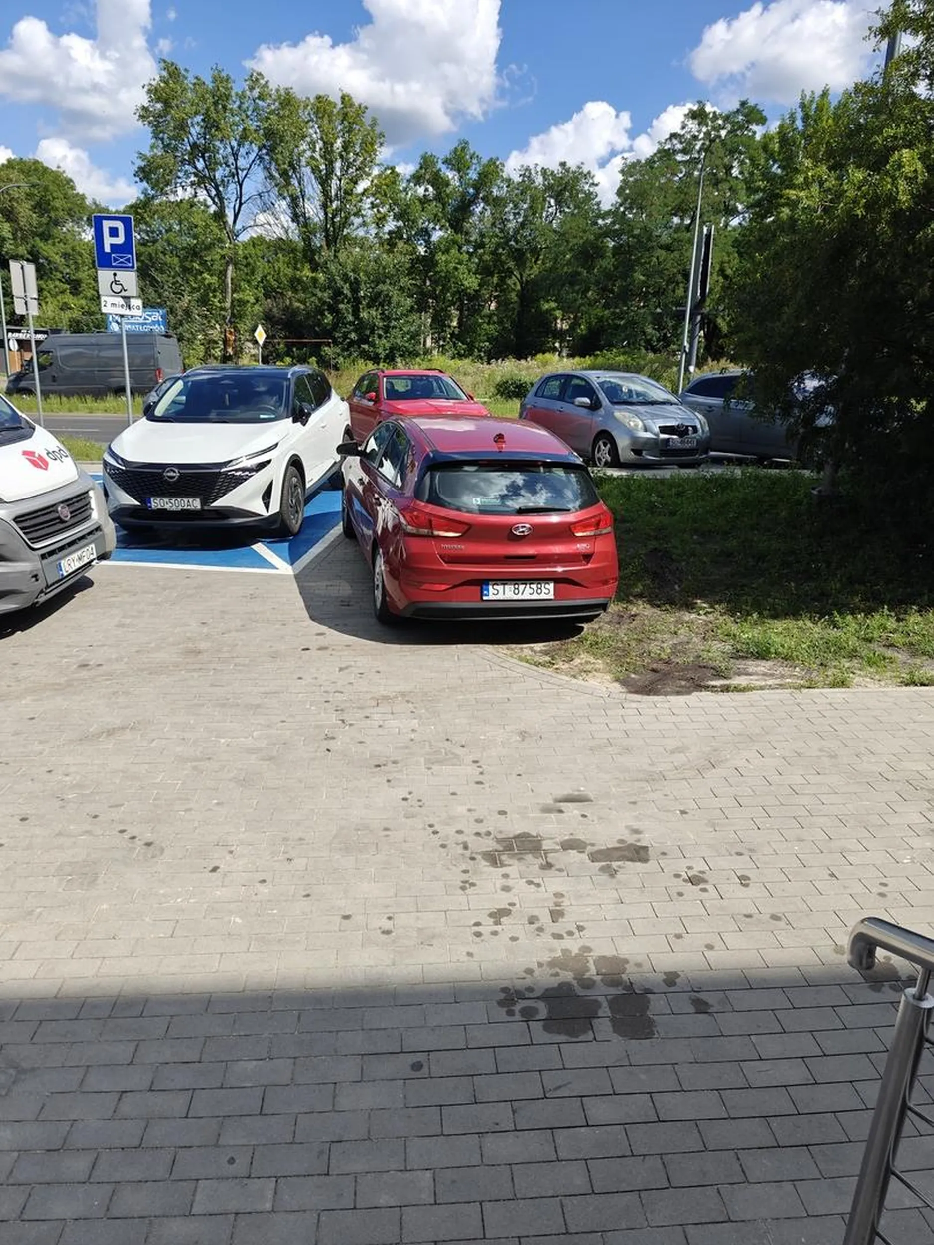Stary ciul rozjeżdża trawnik, bo on MUSI zaparkować.