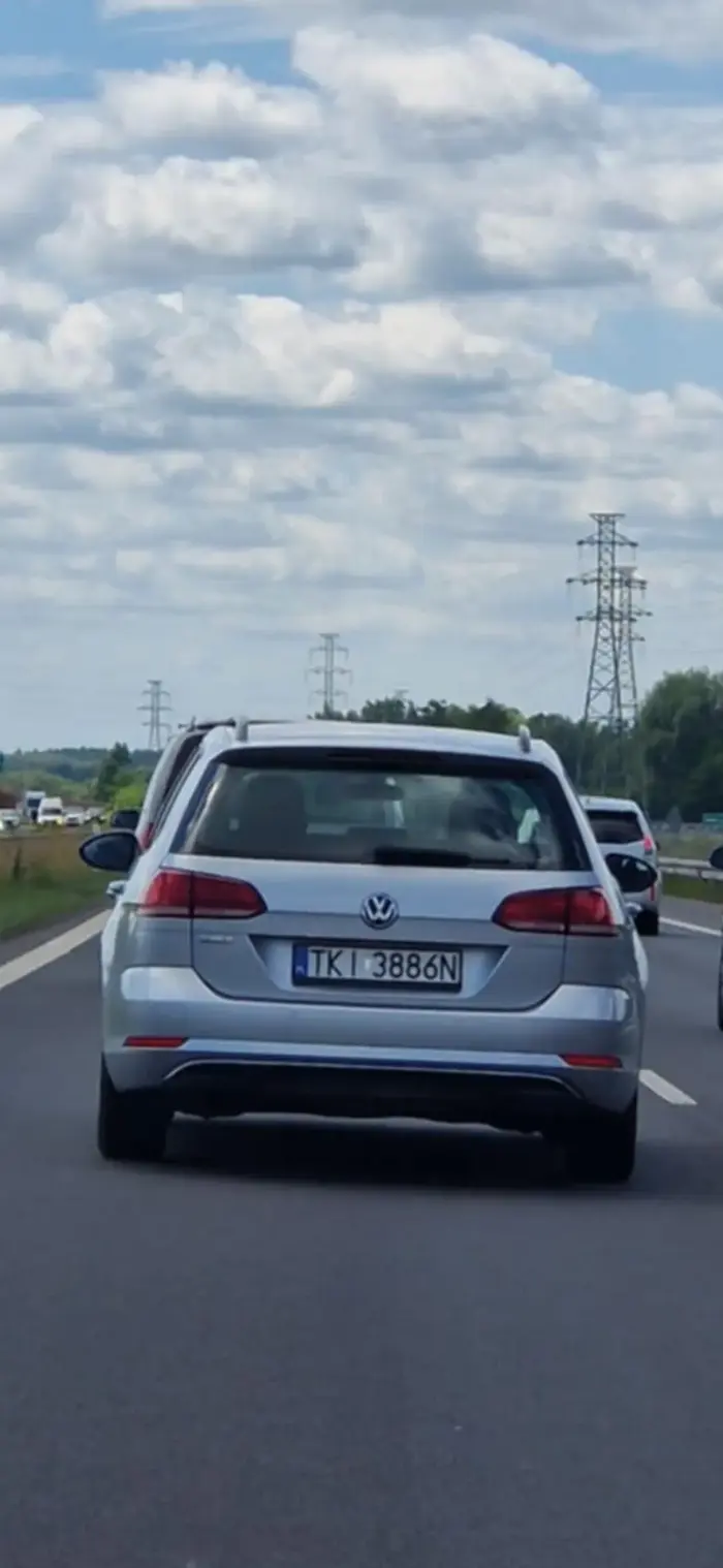 Wariat drogowy, w ostatniej chwili wciska się na ekspresówce z kończącego pasa pod koła naszego auta. Jakbym nie zahamował to skończyłbyś manewrem pit na barierach tym złomem. Polecam oddać prawo jazdy bo te znalezione w chipsach raczej nie obowiązuje w tym kraju. Uważać na tego człowieka.