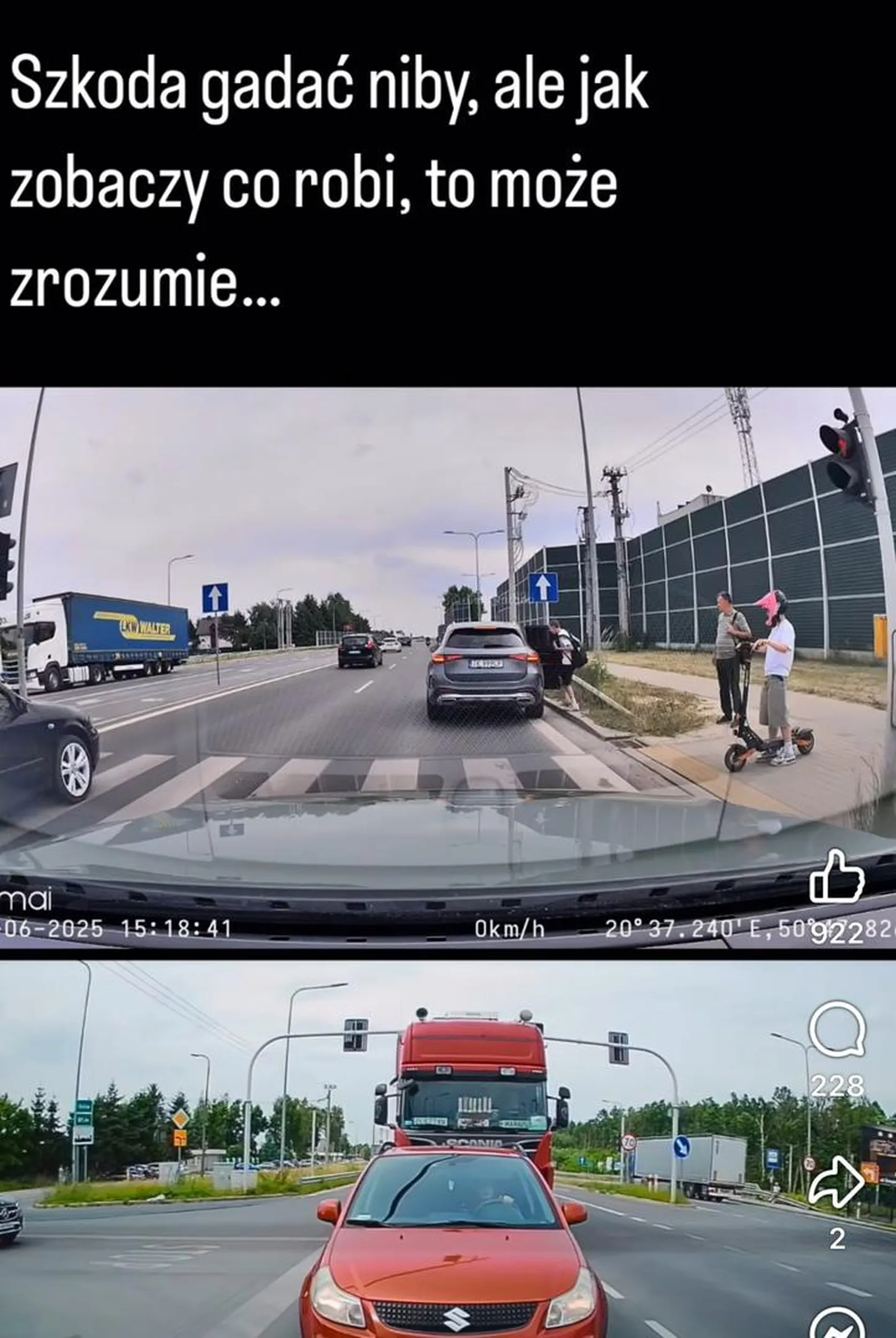 Kretyn bez wyobraźni zatrzymać się na środku dwupasmowej żeby zabrać pasażera….