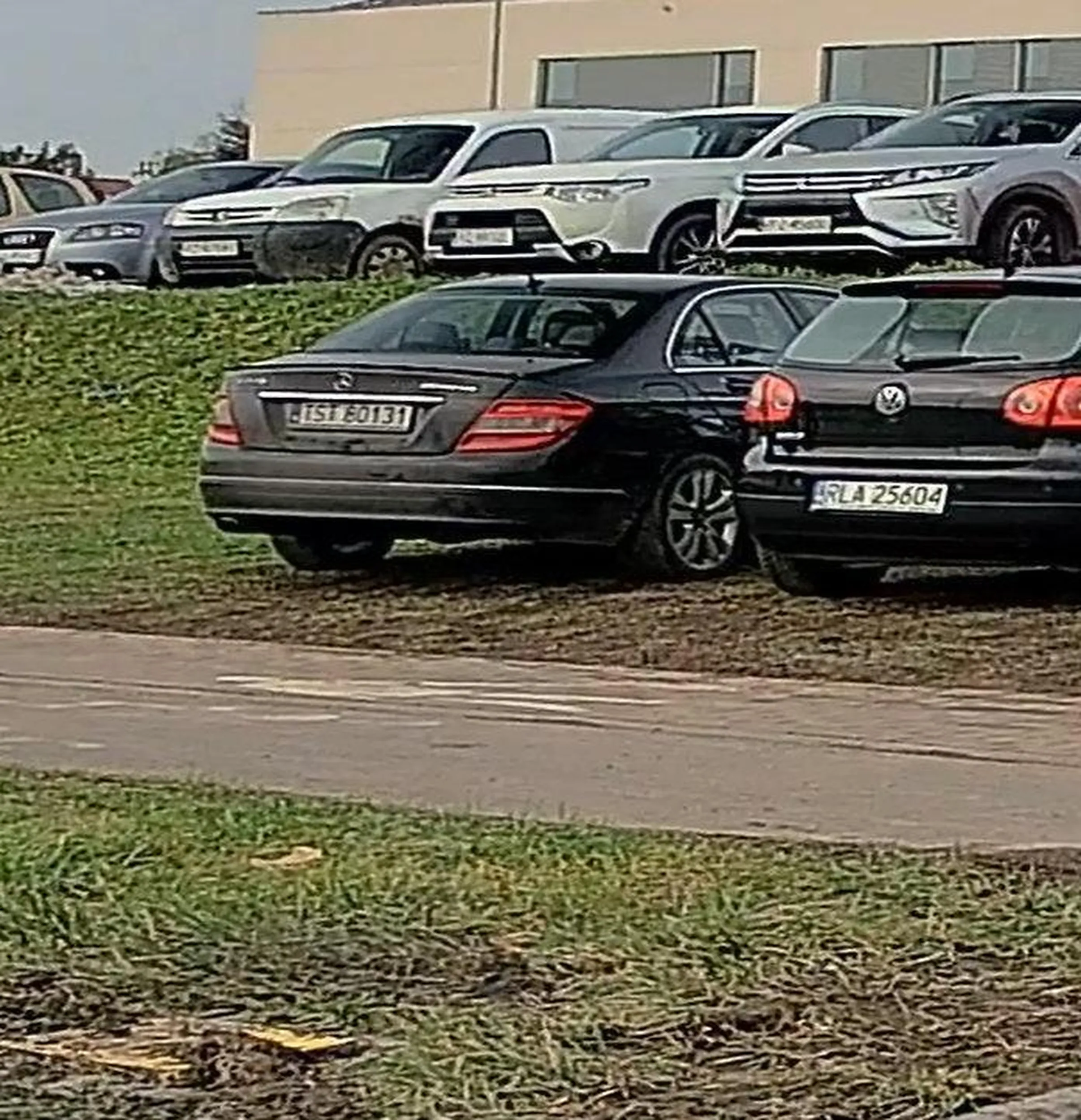 Jeździ wzdłuż po chodniku i parkuje na trawniku.