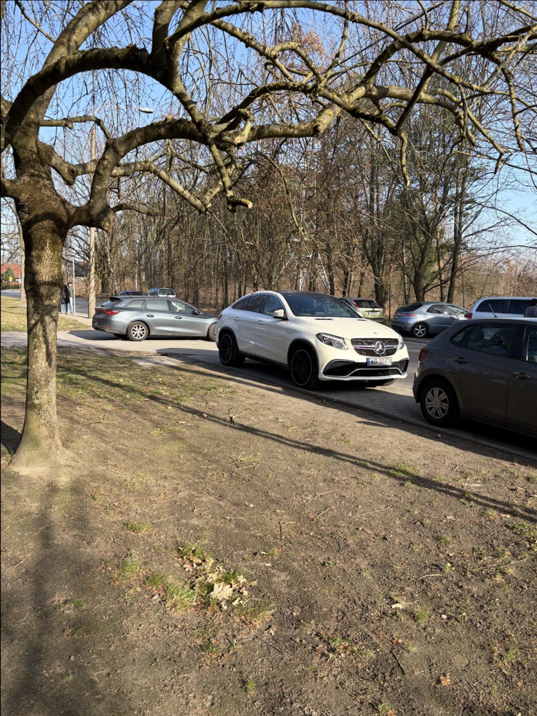 Zwykły śmieć. Dwa parkingi płatne obok a burak żałuje parę pln i woli zastawić cały chodnik.