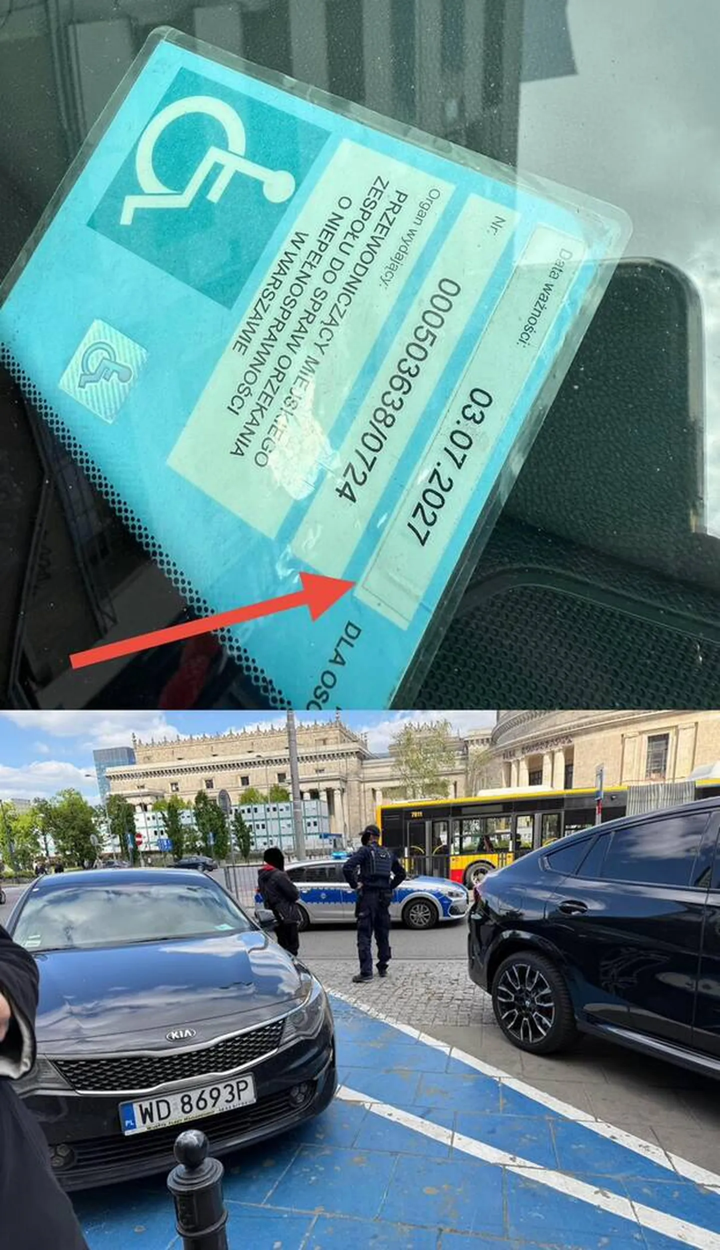 Taki wpis i zdjęcie na temat tego kierowcy na Stop Cham Warszawa. "Dzisiaj na ul. Emilii Plater ujawniliśmy przerobioną kartę parkingową - w oryginalnej karcie ważnej do 2021 r. została przerobiona data ważności poprzez naklejenie karteczki z wymyśloną przez sprawcę „nową” datą ważności. W momencie oczekiwania wezwanych przez nas Policjantów na holownik, na miejscu pojawił się mężczyzna, który stwierdził, że wie, że tak nie można, ale to „drobna” sprawa, więc może da się ją skończyć na mandacie. „Propozycja” oczywiście spotkała się z odmową funkcjonariuszy, którzy zabezpieczyli kartę jako dowód w sprawie i sporządzili dokumentację w kierunku sprawy karnej z art. 270 KK. Mężczyźnie grozi do 5 lat pozbawienia wolności. "