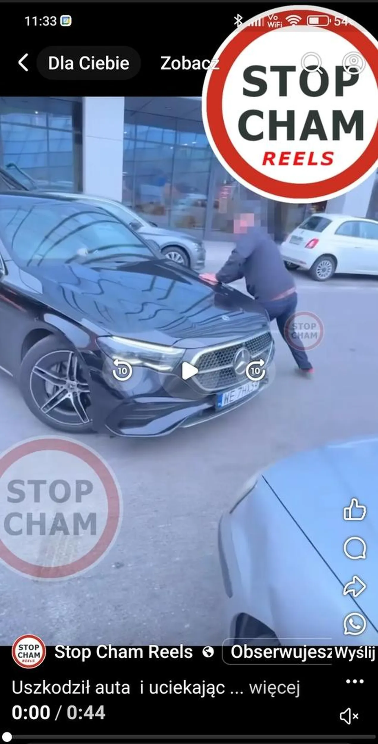 Bandyta, uszkodził auta i próbował rozjechać człowieka