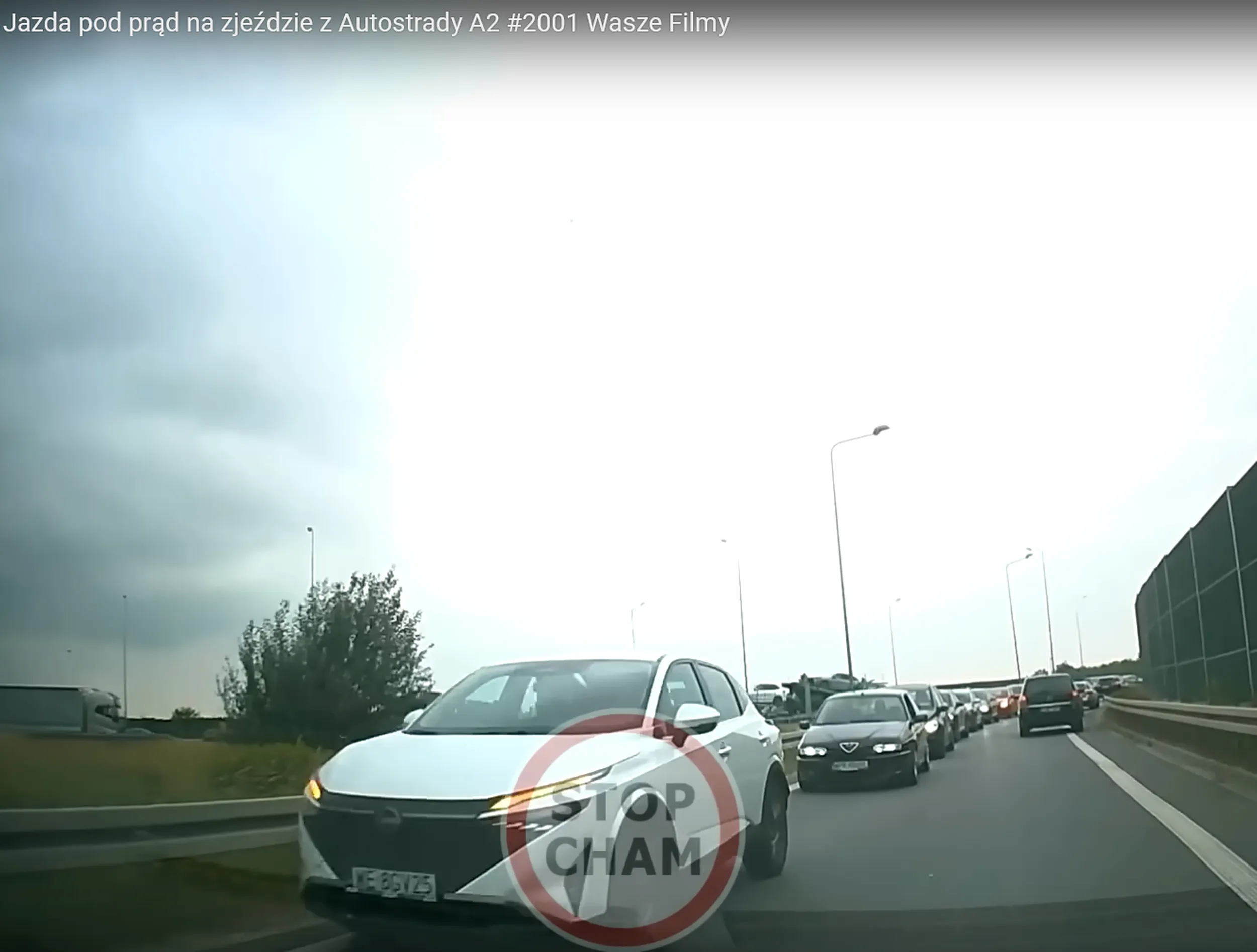 Jazda pod prąd na zjeździe z Autostrady A2