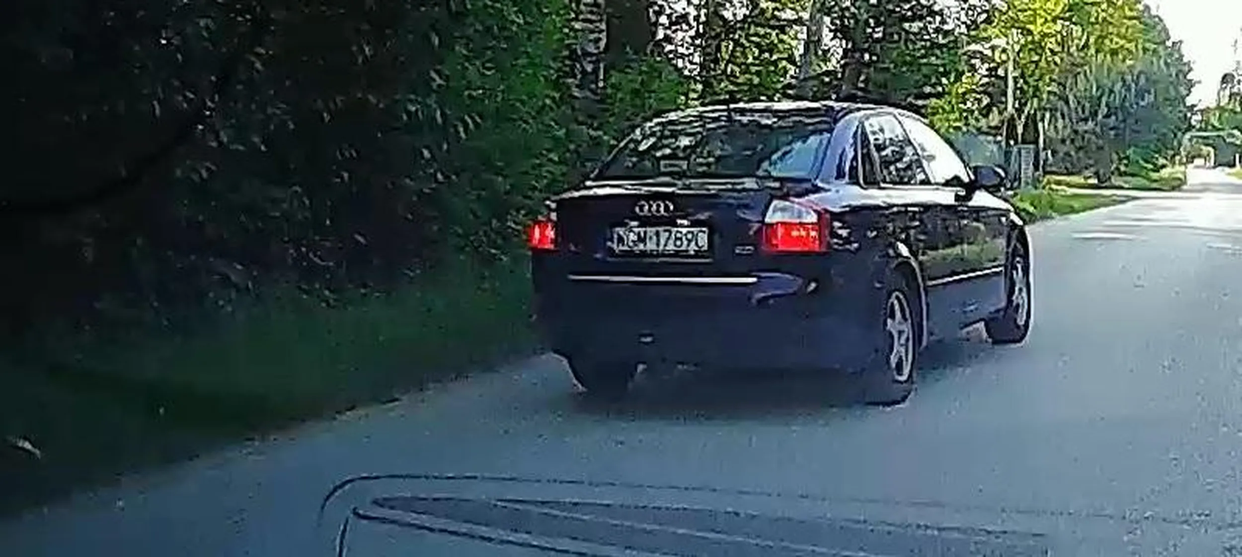 Lokalna i wąska droga z ograniczeniem do 30km/h gdzie są wiejskie przystanki autobusowe, jest pełno rowerzystów, pieszych z dziećmi to dla niego tor wyścigowy, który można pokonywania z prędkością ponad 3x wyższą niż dozwolona i jeszcze machać środkowym palcem.. obyś pseudo rajdowcu z bolidu gdzie piąte zero jest za kierownicą nikogo nie zabił..