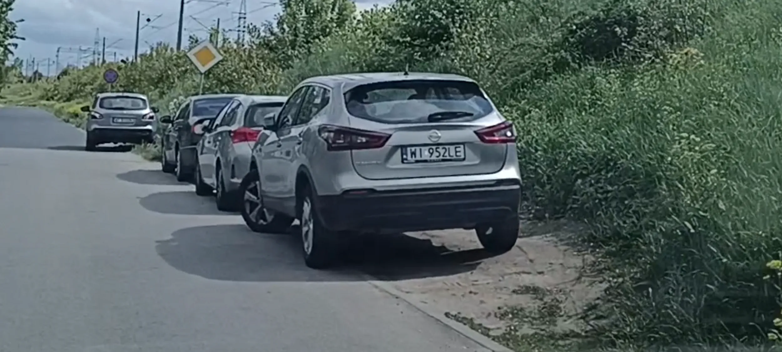 Chamskie parkowanie na poboczu ulicy i niszczenie przyrody.