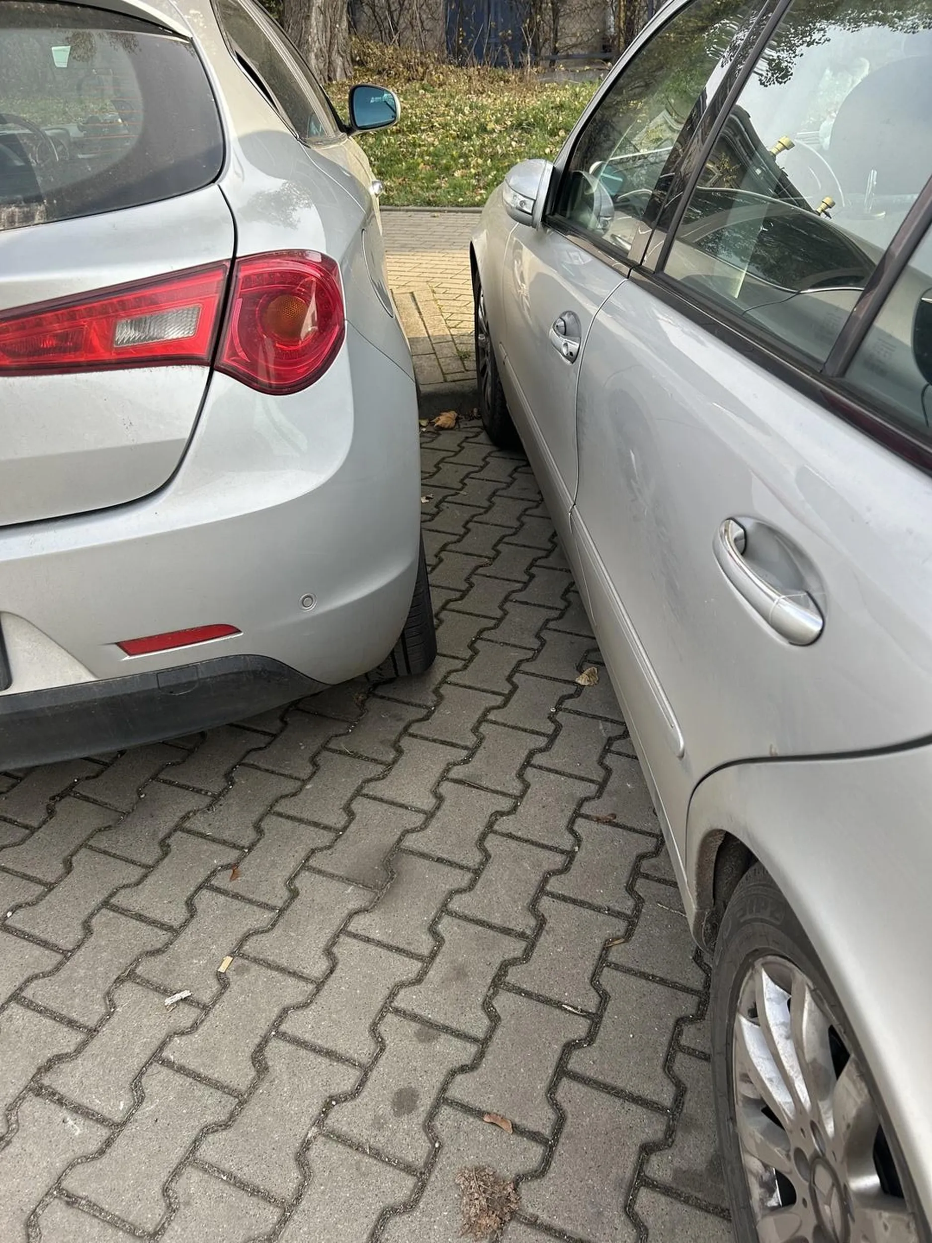 Bezmyślne parkowanie! Osoba zaparkowała tak, że nie byłam w stanie wsiąść do auta. Do auta musiałam wsiadać od strony pasażera. Jeszcze czego… następnym razem może bagażnikiem.