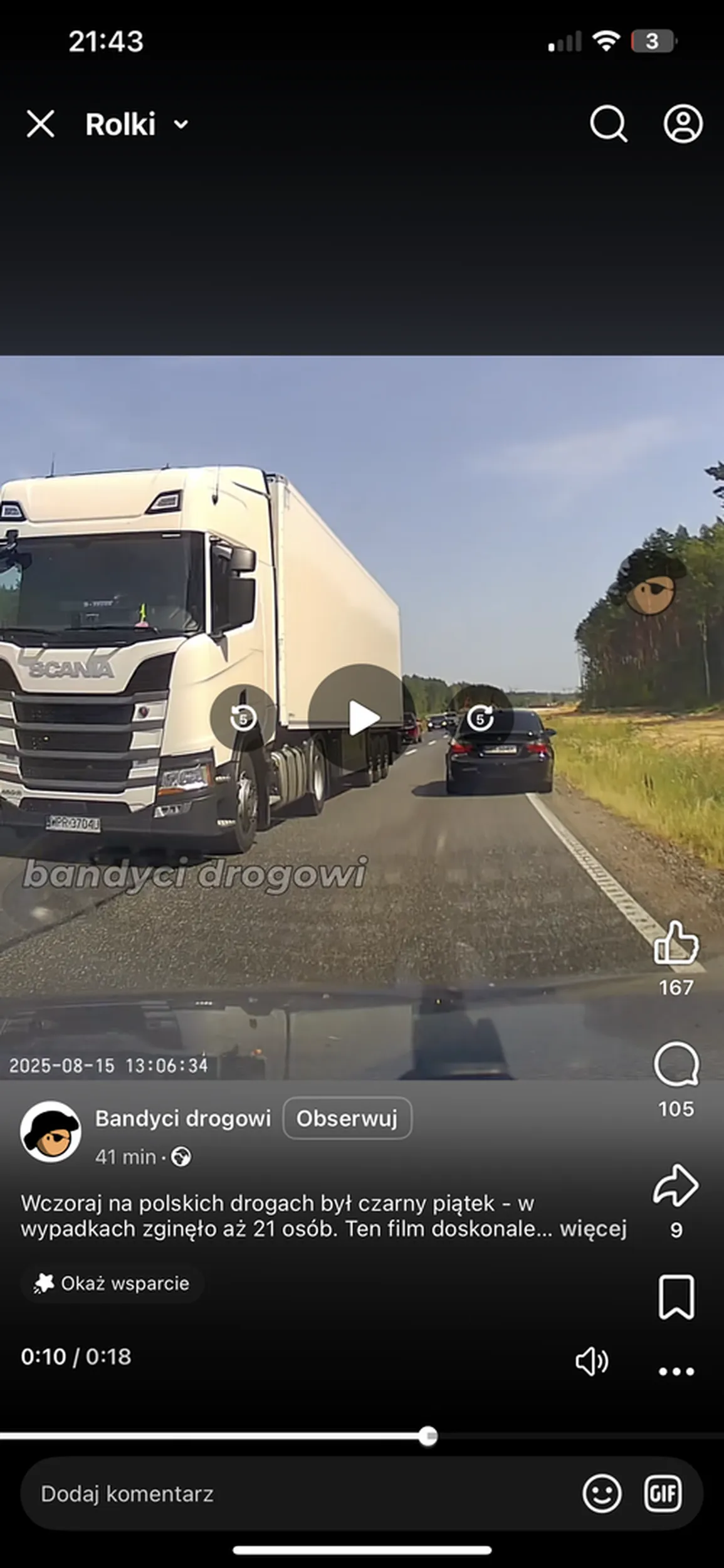 Prawko do odebrania dożywotnio, większego barana nie widziałem. Pseudo zawodowy kierowca