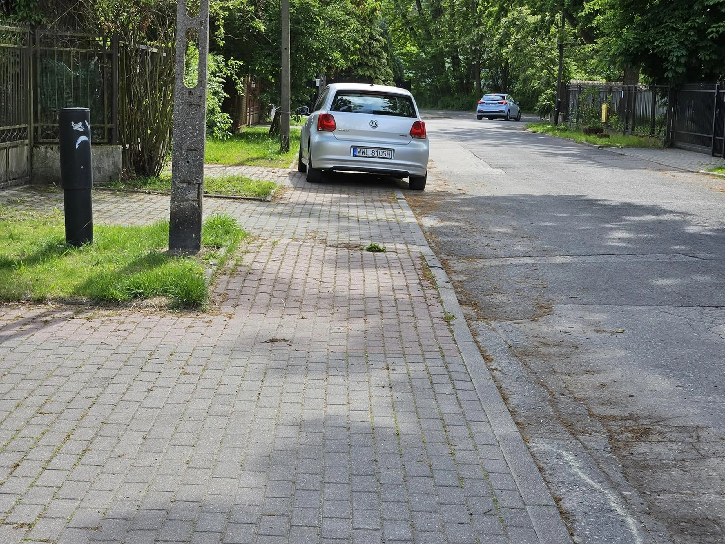 Mistrz parkowania na całym chodniku, mimo braku zakazu parkowania na ulicy