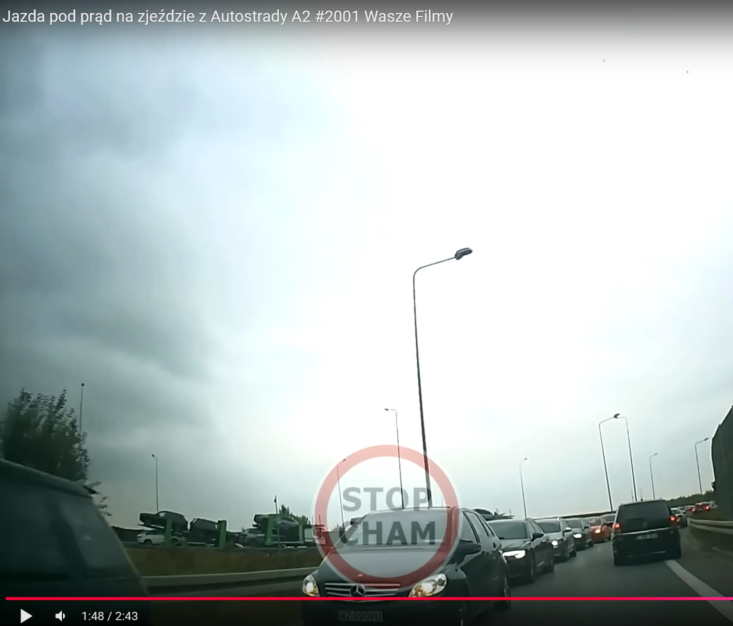 Jazda pod prąd na zjeździe z Autostrady A2