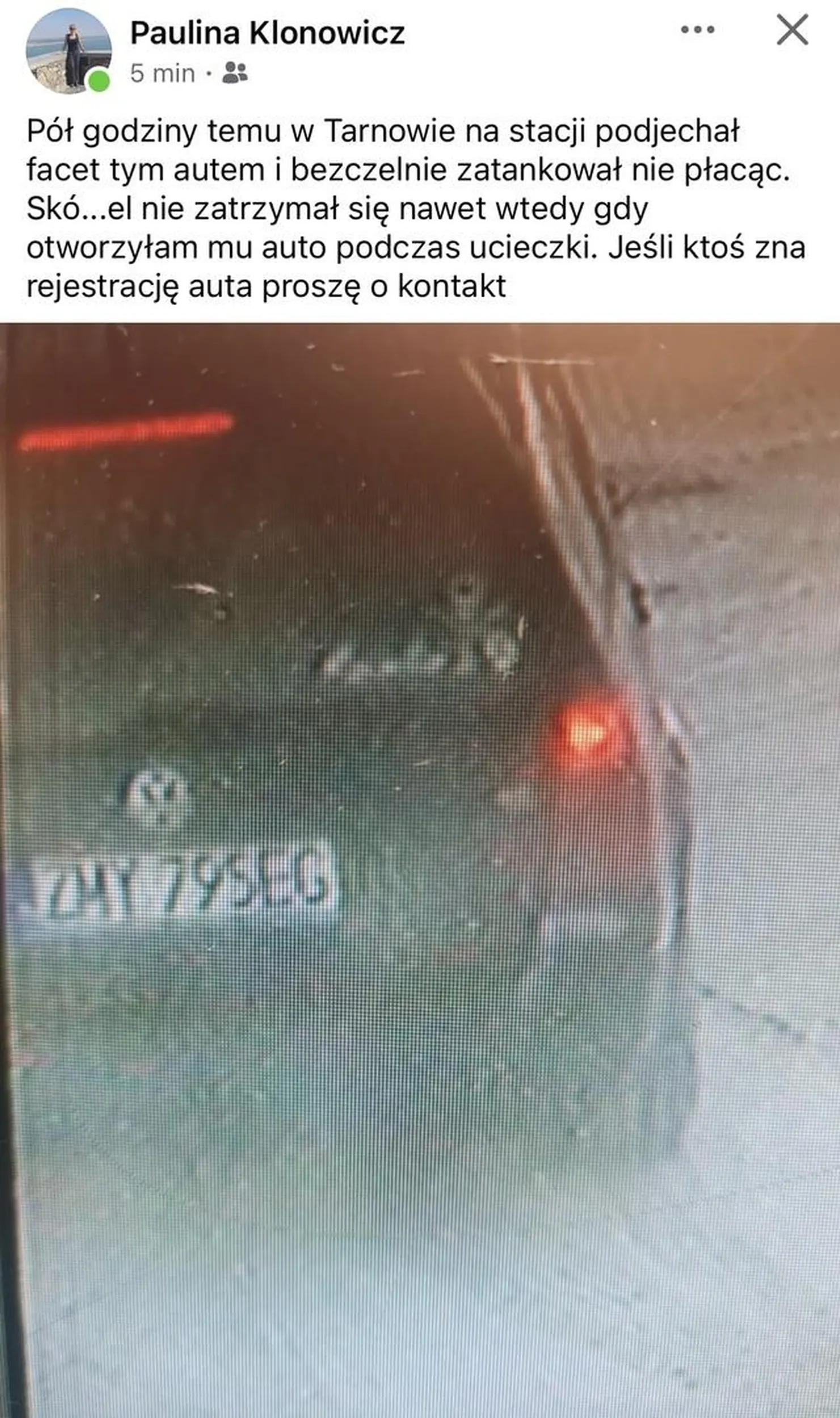 Pół godziny temu w Tarnowie na stacji podjechał facet tym autem i bezczelnie zatankował nie płacąc. Skó...el nie zatrzymał się nawet wtedy gdy otworzyłam mu auto podczas ucieczki. Jeśli ktoś zna rejestrację auta proszę o kontakt