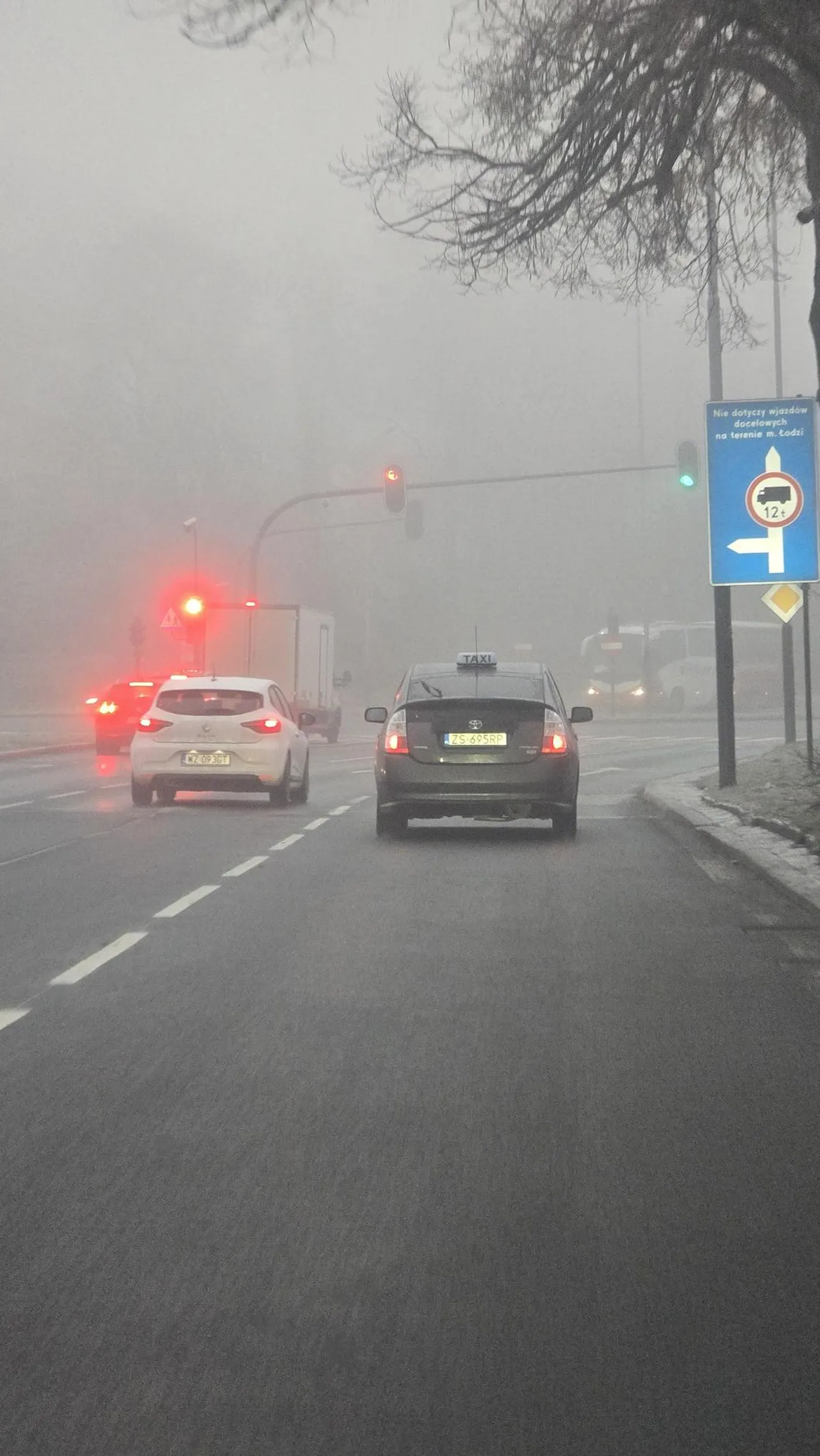 Gołoledź na drodze a ten złotowa wymusza i trzeba było hamować jak jest bardzo ślisko.