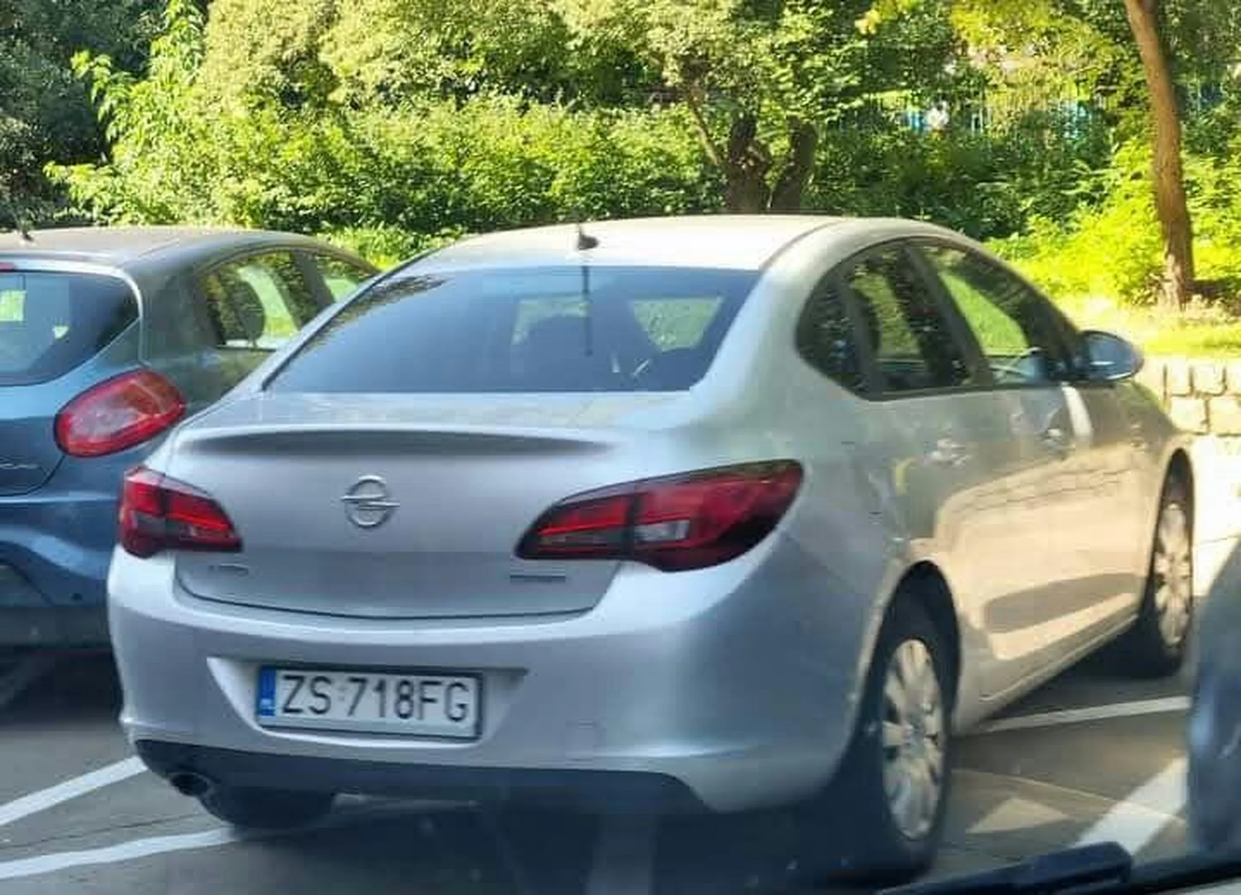 srebrny opel astra psy!