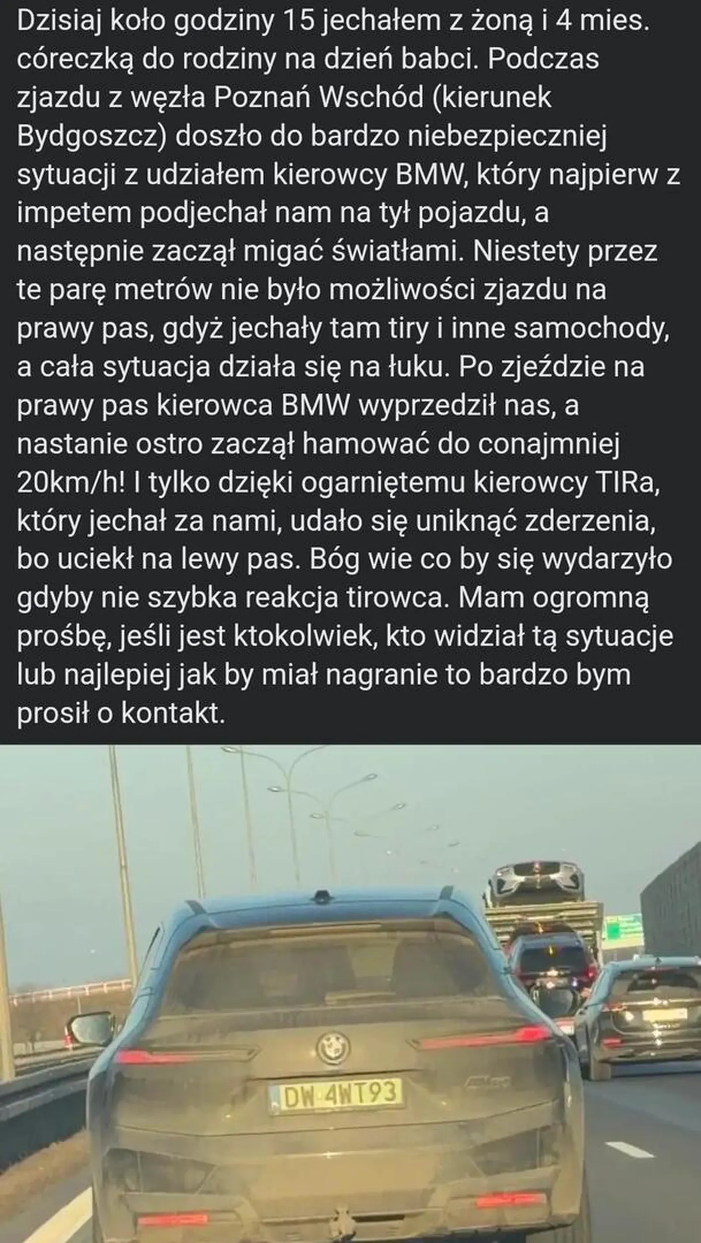 niedoszły morderca. próbował wepchnąć rodzinę pod TIRa.