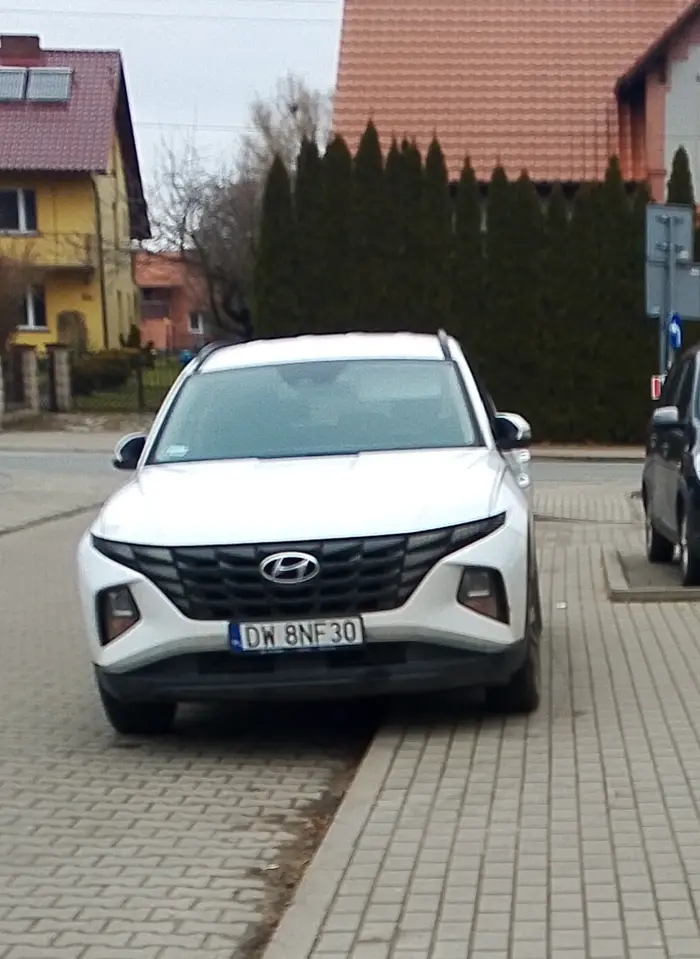 Pan lub pani zaparkował(a) na chodniku zostawiając pieszym na oko 0,5m obok tego miejsca jest parking nawet na zdjęciu widać poprawnie zaparkowany samochód