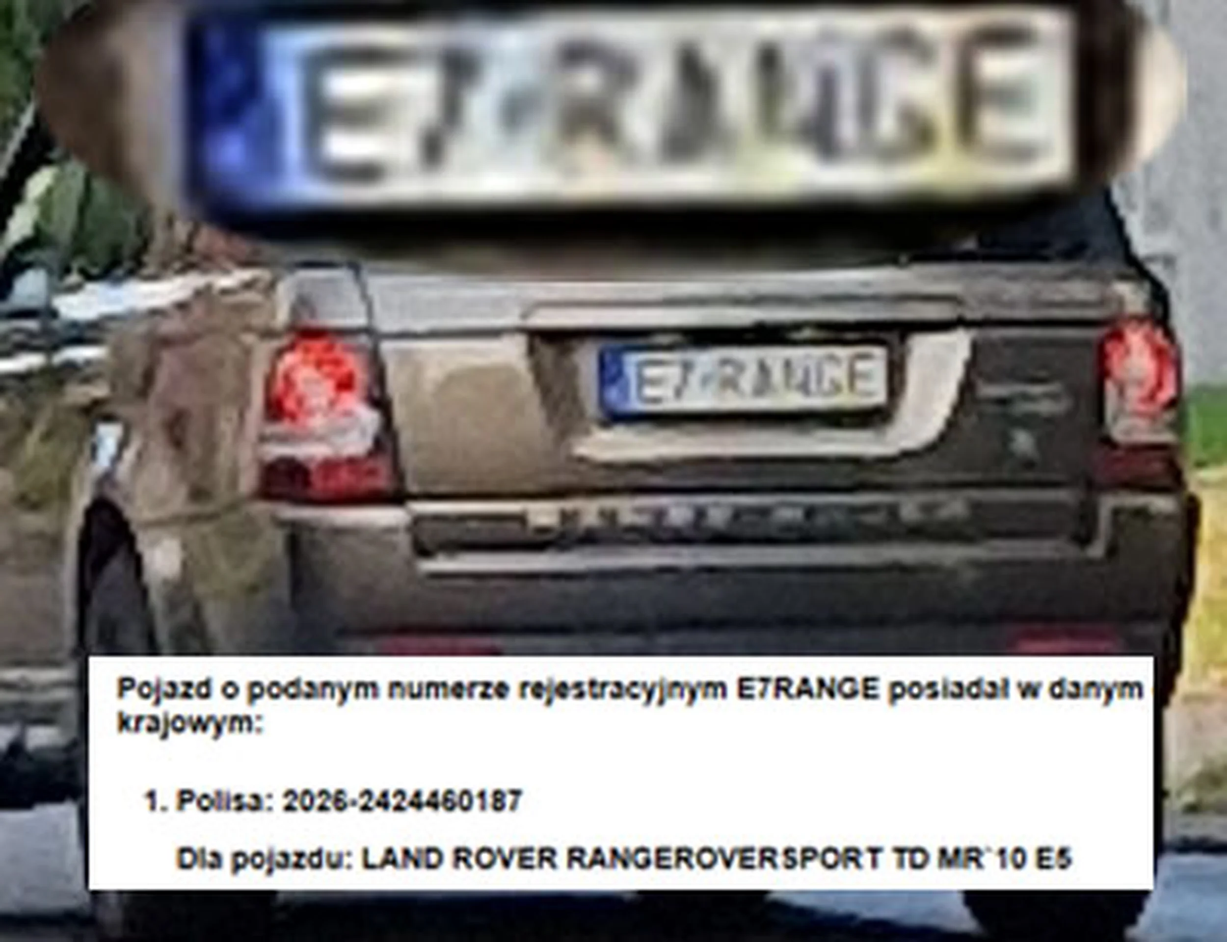 Fajny numer, blacha E7 RANGE