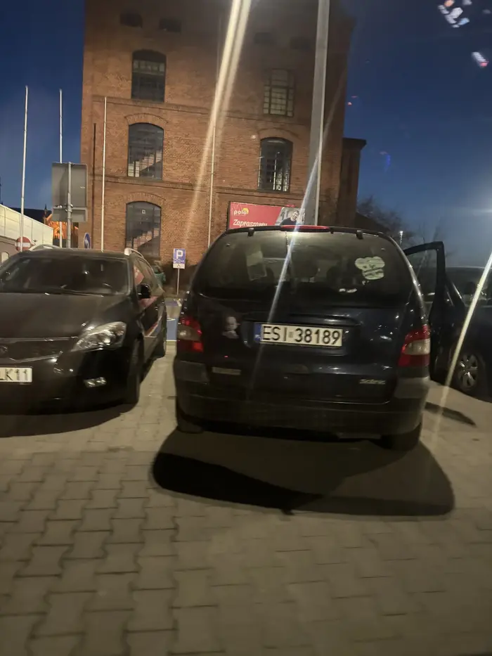 Staje przed lampą gdzie nie ma akurat miejsca parkingowego. Ale widać że blondynka (serio to blondyna)