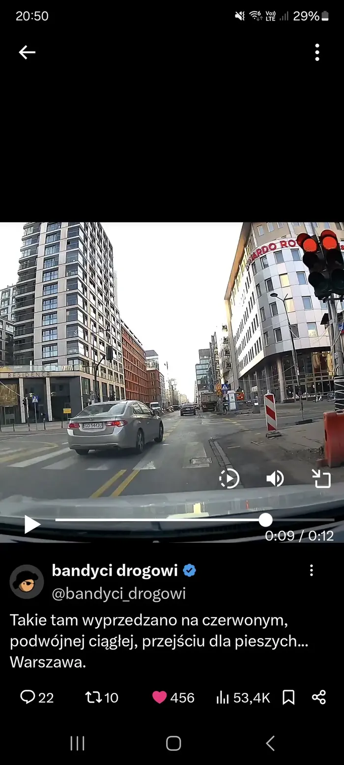 Na czerwonym i na ciągłej.  Oddaj kwity nieuku