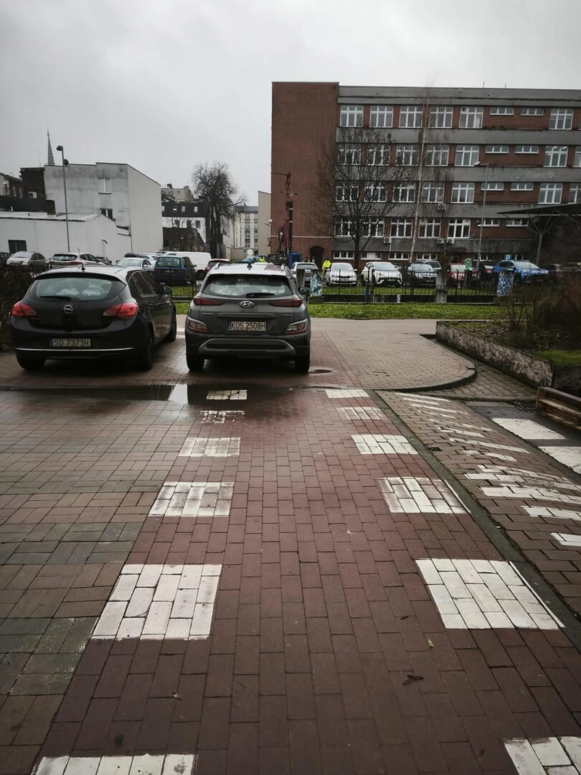 Nie wiem jakie zasady panują w Oświęcimiu, ale w cywilizowanym mieście droga dla rowerów, to nie miejsce parkingowe dla studenciaka.
