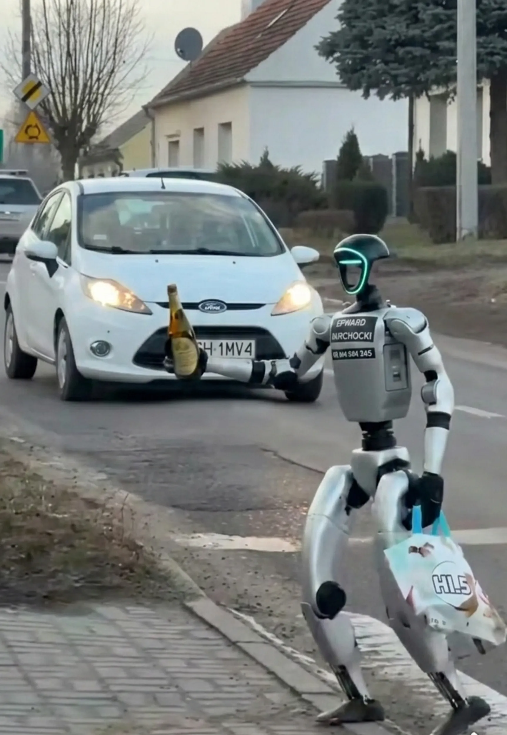 Dobra mordeczka. Nawet robota puścił na przejściu... A nie musiał ?