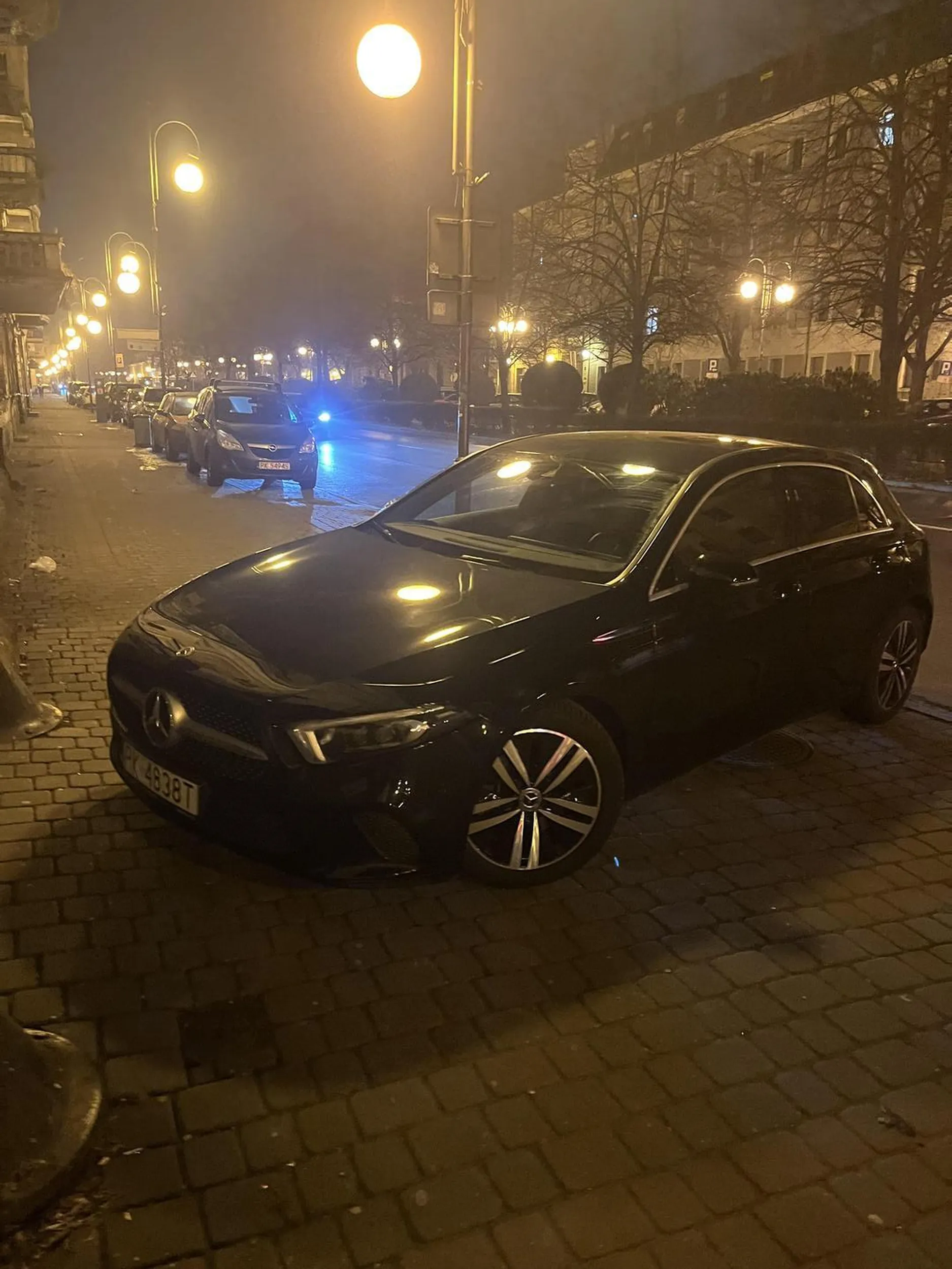 kutas stanal na srodku chodnika blokujac brame kamienicy