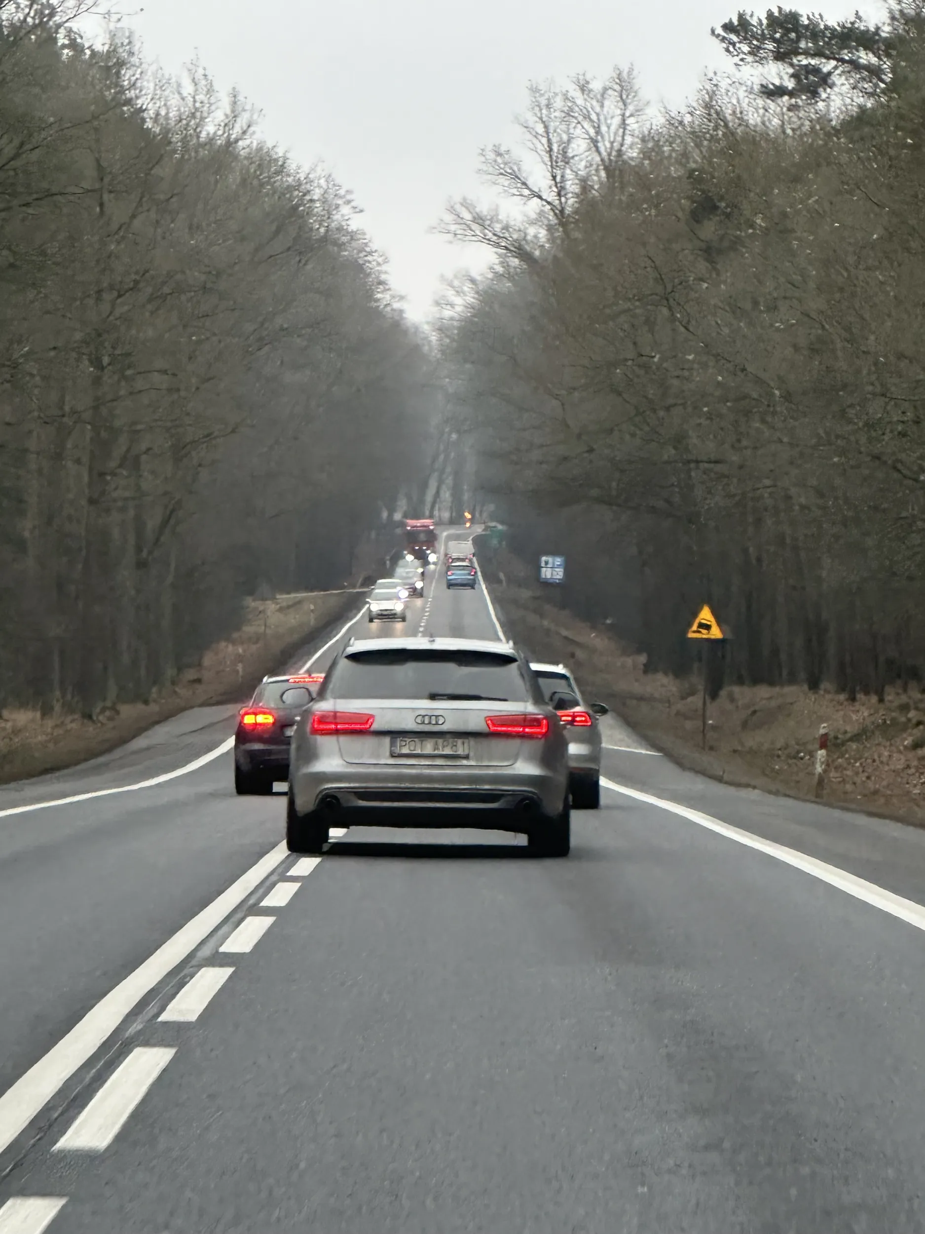Wyprzedzanie na podwójnej ciągłej Ściganie się z kolegą w czarnym A6 (nie zdążyłem złapać rejestracji) Wyprzedzanie z ryzykiem czołowego zderzenia Dzwoniłem na Policję w okolicy Antonina i dupa, nie zatrzymali pirata