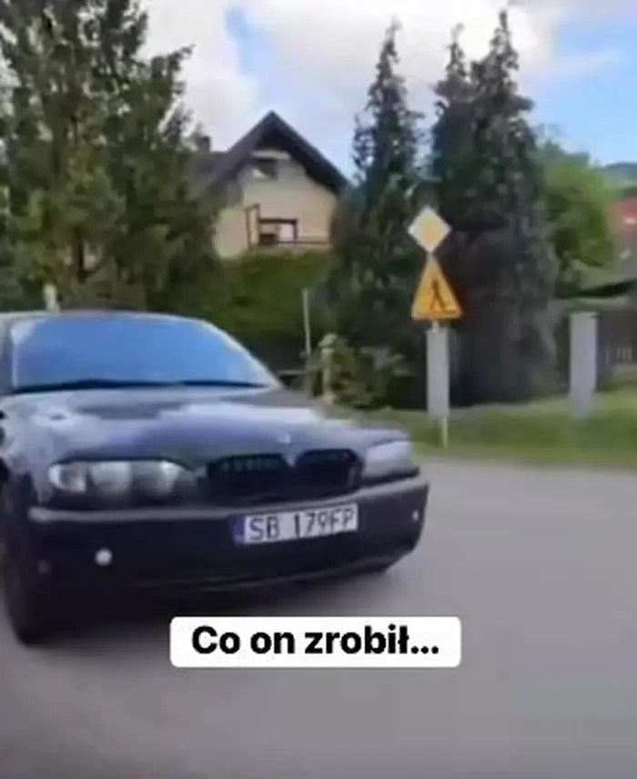 zjeb po drifciku rozwalił bryczke bmw