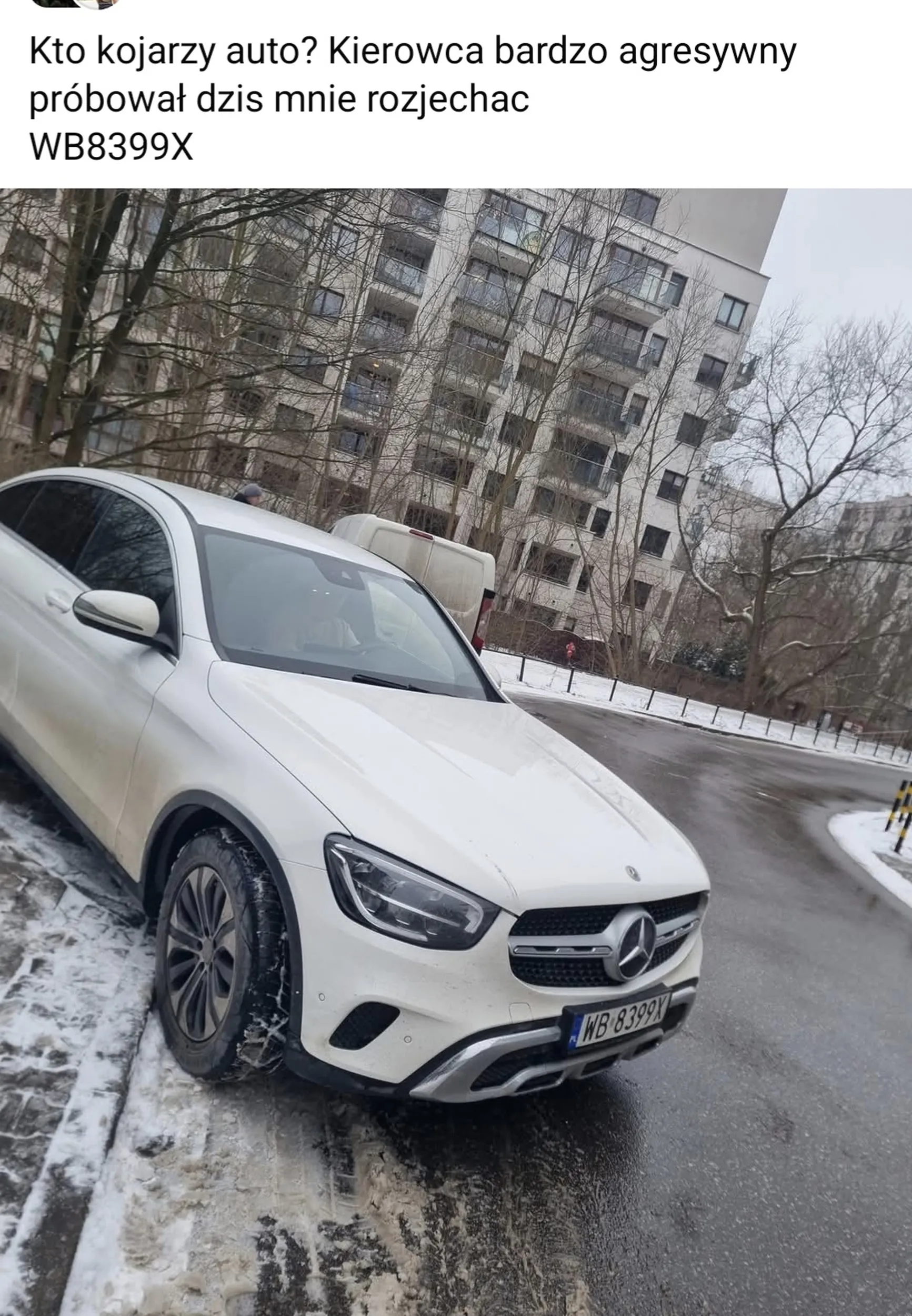 Agresywny kierowca który wg. autora zdjęcia próbował jego przejechać.