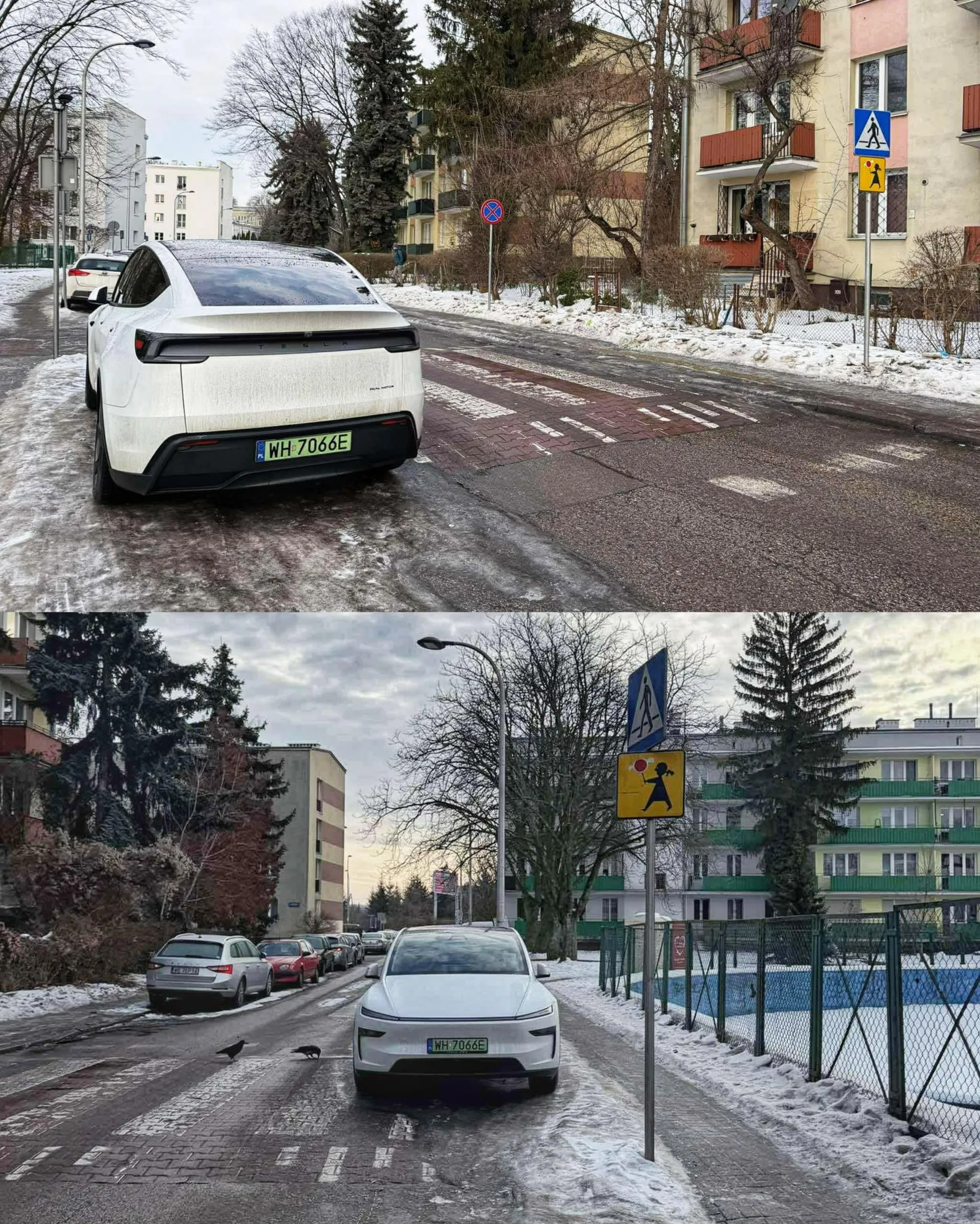 Parkuje na przejściu dla pieszych.