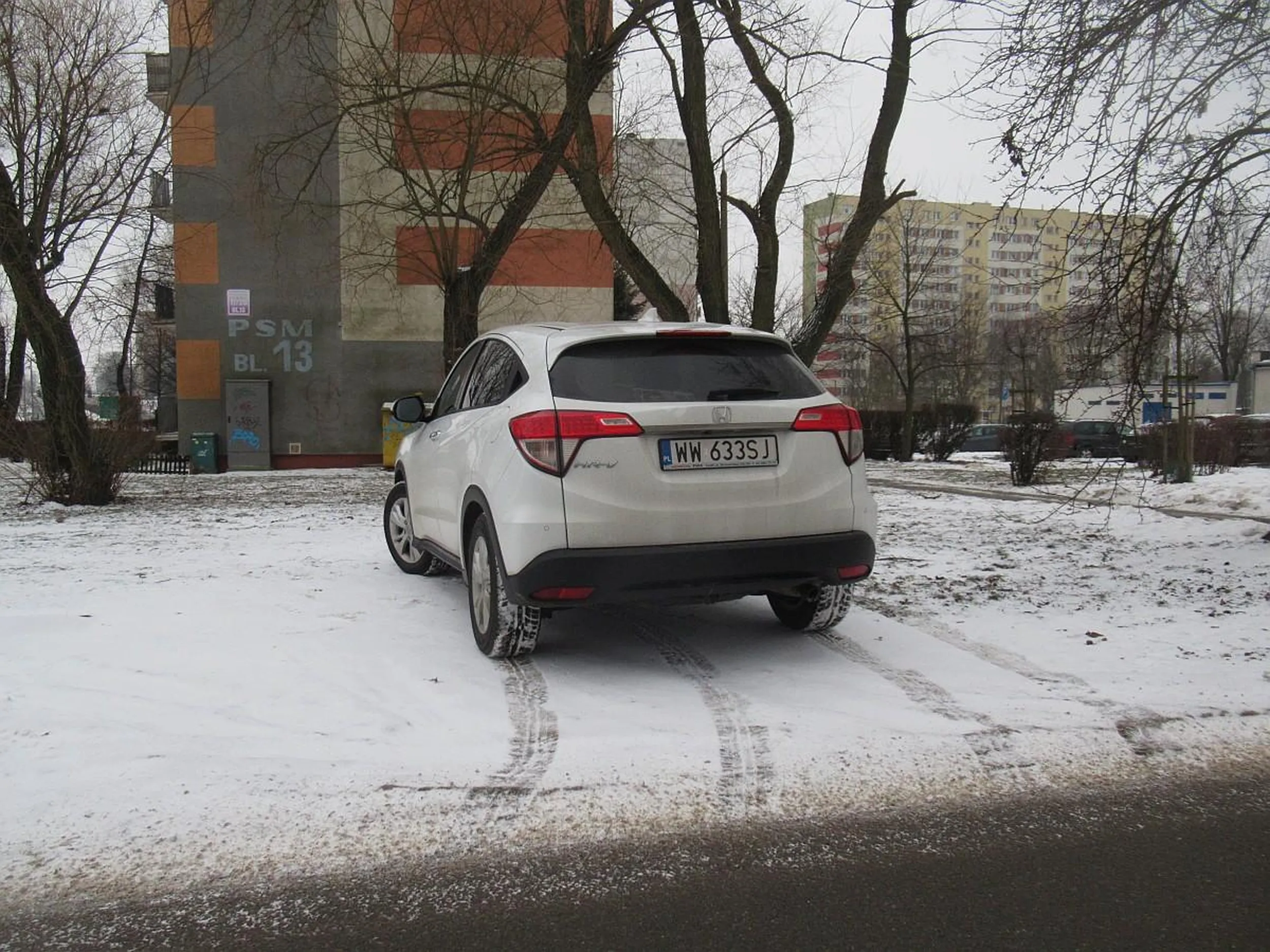 Kretyn zaparkował na środku trawnika.