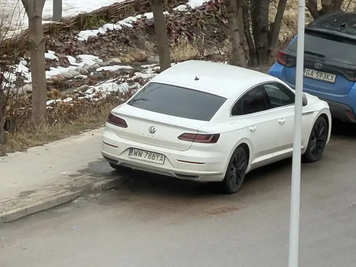 Brak odpowiedniej ilości miejsca dla pieszych na chodniku a przy okazji parkowanie na zakazie zatrzymywania się !